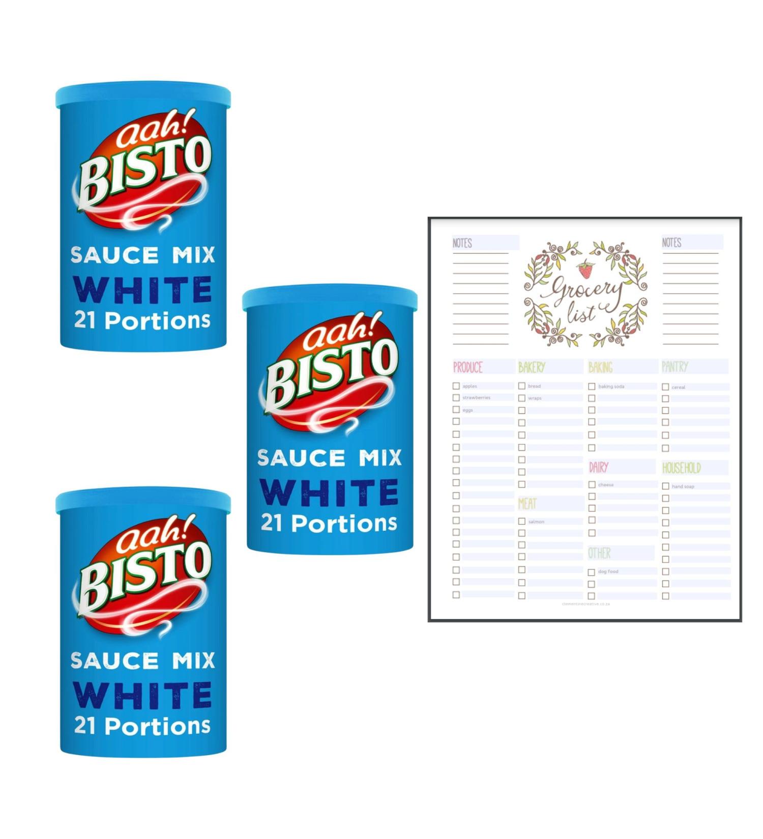 Sauce Mix Bundle which Contains Bisto White Sauce Mix 185g - Pack of 3 with Grocery List Card - Buy Online on GoSupps.com
