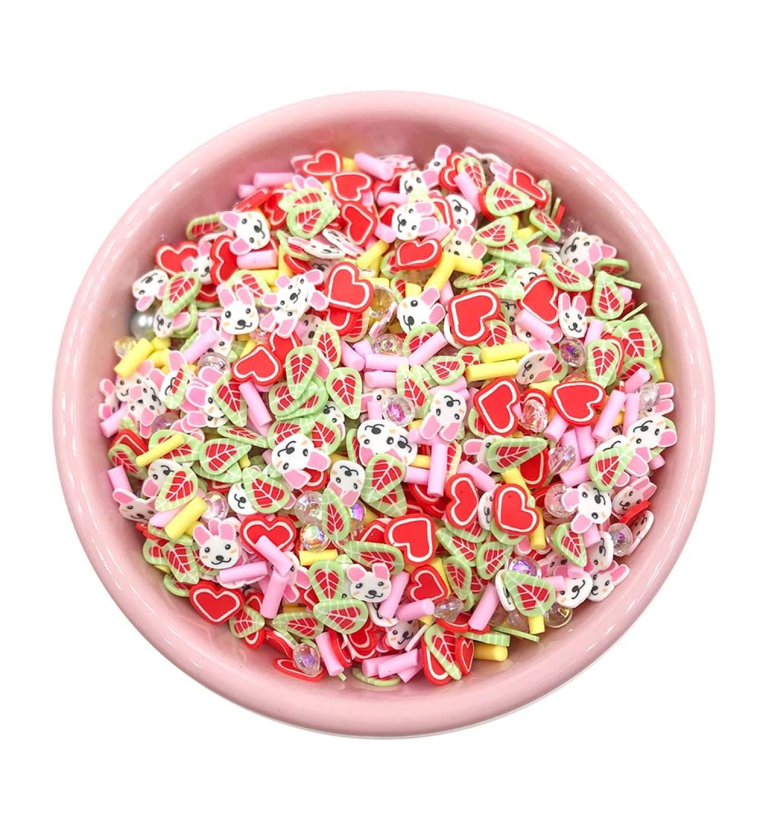 RT 100g/lot 5mm Leaves Polymer Slice Hot Clay Sprinkles for Crafts Making DIY Slime Filling Material Nail Art Decoration Y118 (Color : Mix)