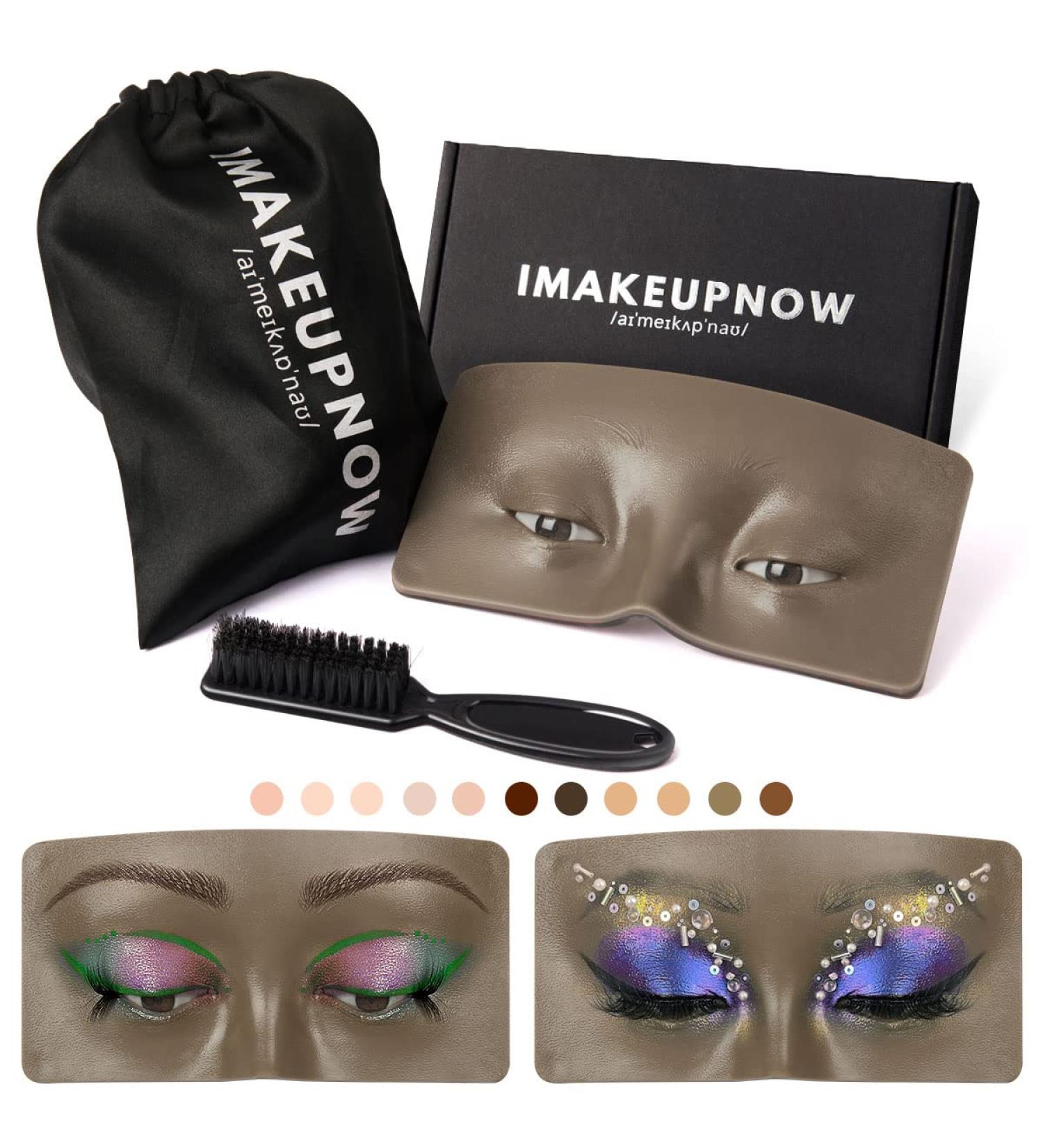 IMAKEUPNOW 3D Realistic Makeup Practice Face Board with Cleaning Brush - Ideal for Eyeshadow, Eyeliner, Eyebrow & Lash Mapping - Perfect for Self-Taught Makeup Artists - Buy Online on GoSupps.com