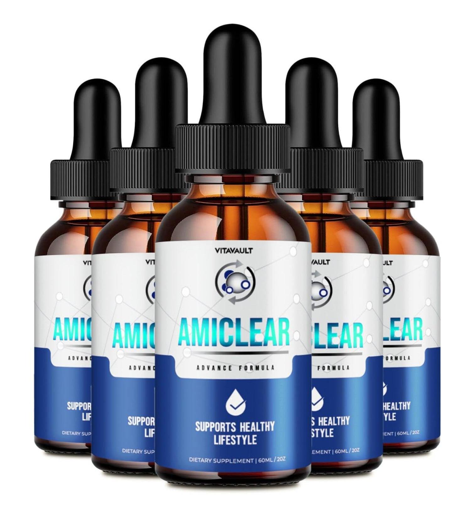 Vitavault (5 Pack) Amiclear - Healthy Blood Support Supplement Drops: Specially Formulated Liquid Drop Type Ensures Balanced Blood Support