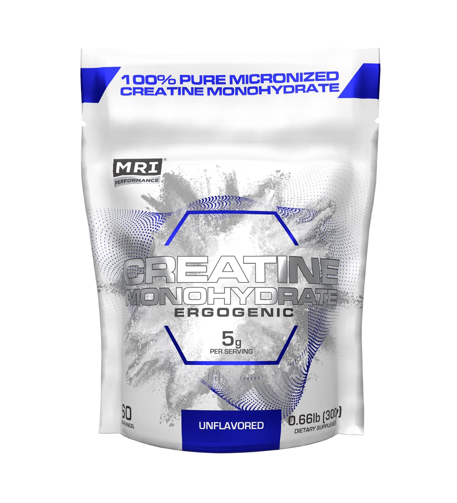 MRI Performance Creatine Monohydrate Powder - 100% Pure Micronized Creatine for Muscle Growth Strength & Endurance | 300g 60 Servings Unflavored - Buy Online on GoSupps.com