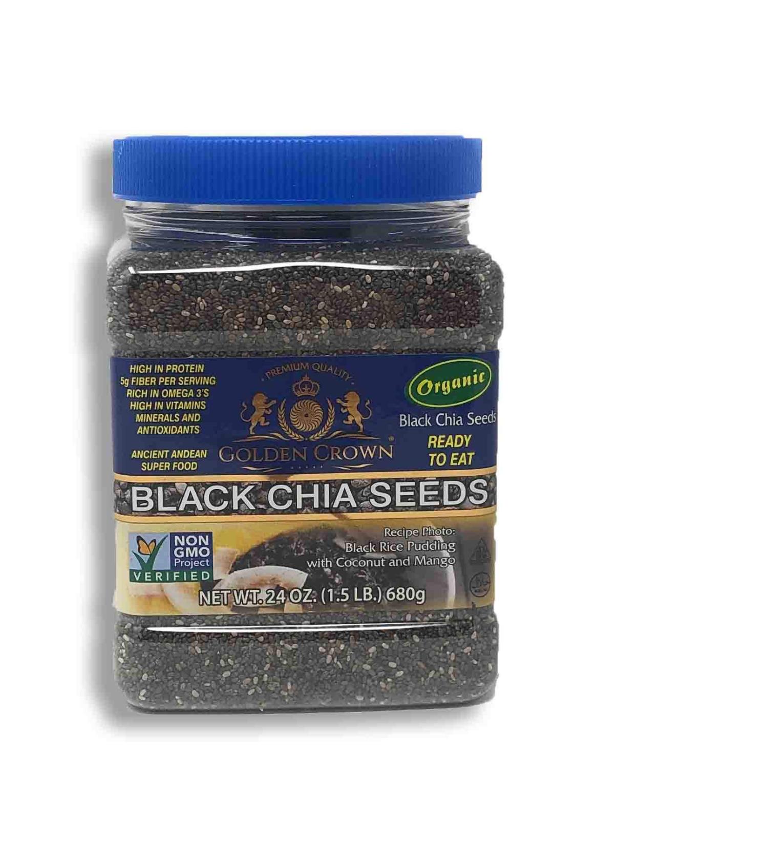 Organic Non-GMO Black Chia Seeds - Premium Quality Ancient Andean Superfood 24oz - Buy Online on GoSupps.com