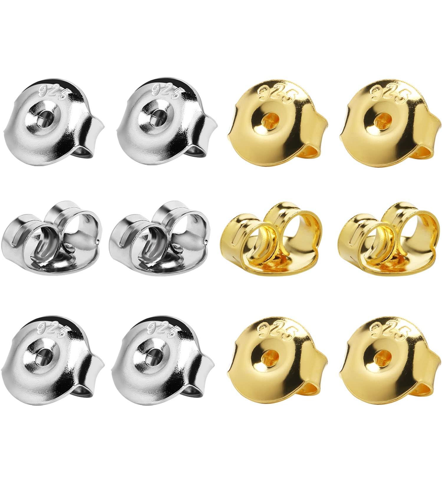 DELECOE 14K Gold Plated Earring Backs | 925 Sterling Silver Hypoallergenic Locking Replacements for Stud Earrings - Multicolored - Buy Online on GoSupps.com