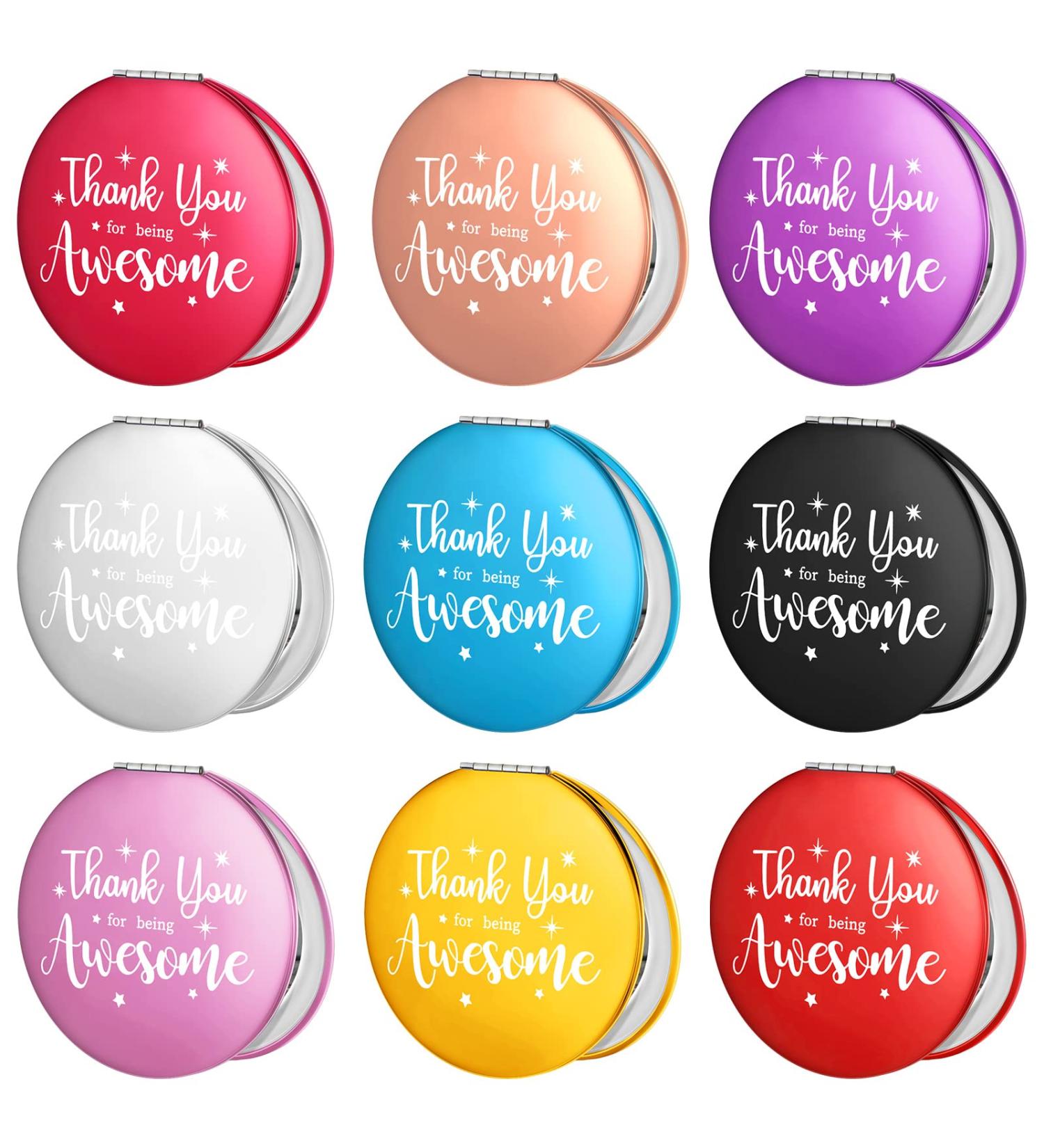 Pinkunn 9 Pcs Inspirational Compact Mirrors - Double-Sided 1X/2X Magnification - Thank You Gifts for Women, Girls, Coworkers - Multicolor - Buy Online on GoSupps.com