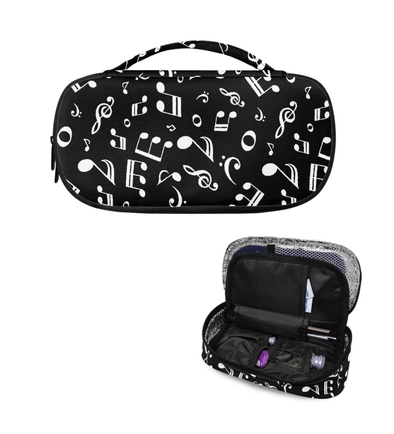 TODIYADDU White Insulin Cooler Case - Music Symbol Design | Diabetes Medication Organizer Bag with Handle for Daily Life and Travel - Buy Online on GoSupps.com