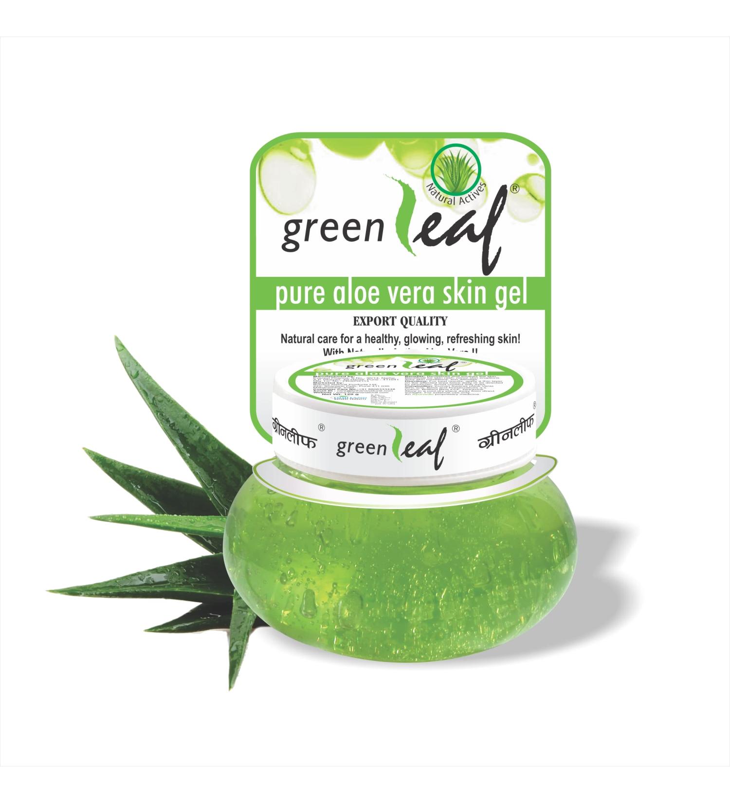 Green Leaf Pure Aloe Vera Skin Gel - Natural Moisturizer and Soothing Treatment - Buy Online on GoSupps.com