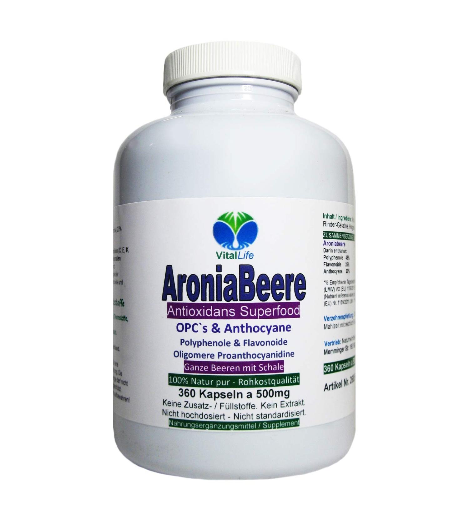 Buy Aroniabeans OPC + Antioxidants + Vitamins C E K - 360 Capsules for Immune Support - Pure Natural Formula - International Shipping Available - Germany - Buy Online on GoSupps.com