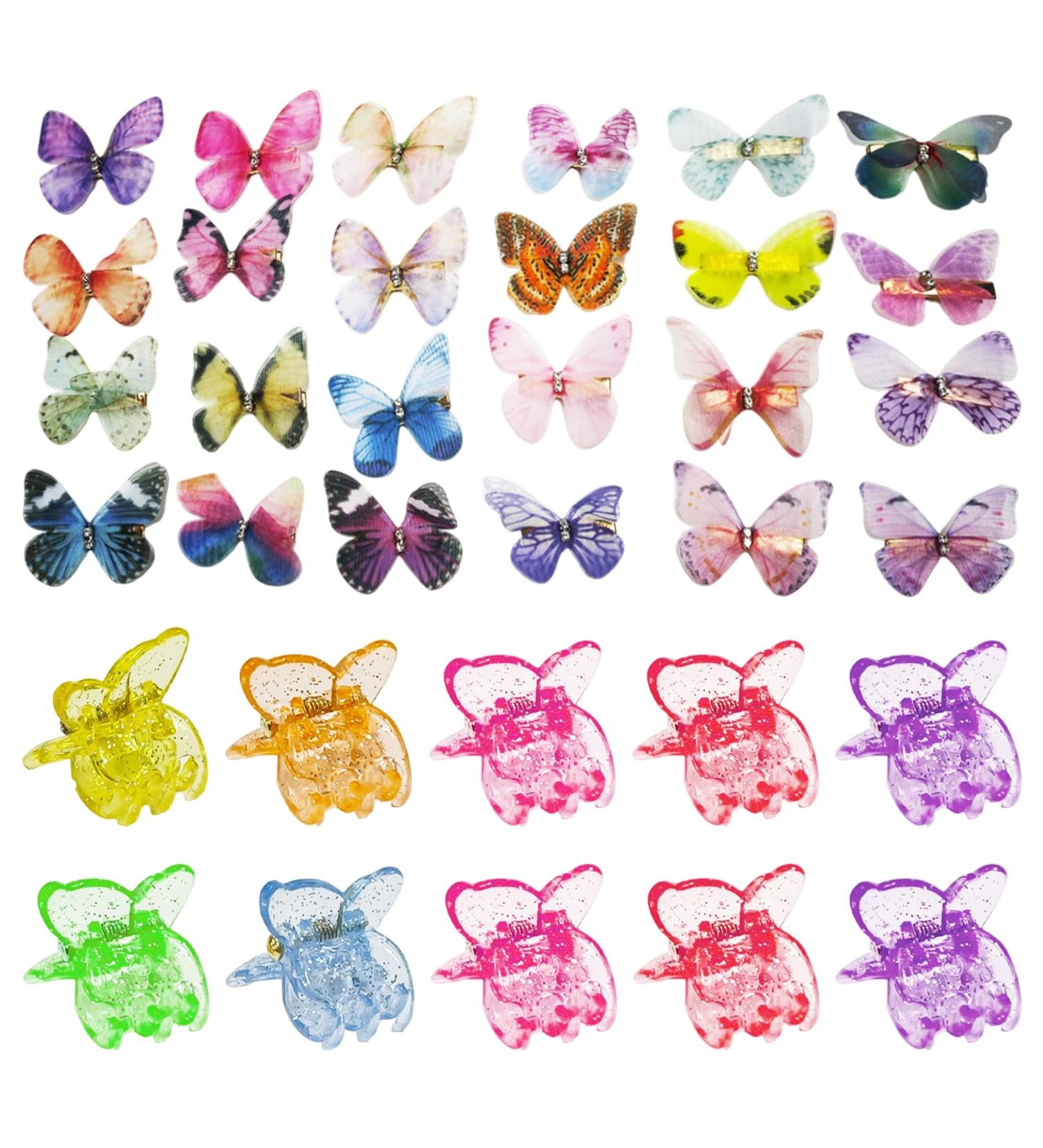 24 Butterfly Hairpins 10 Butterfly Clips Girls Butterfly Hair Accessories Girls Decorative Butterfly Hairpins Hair Snap Butterfly Clips - Buy Online on GoSupps.com