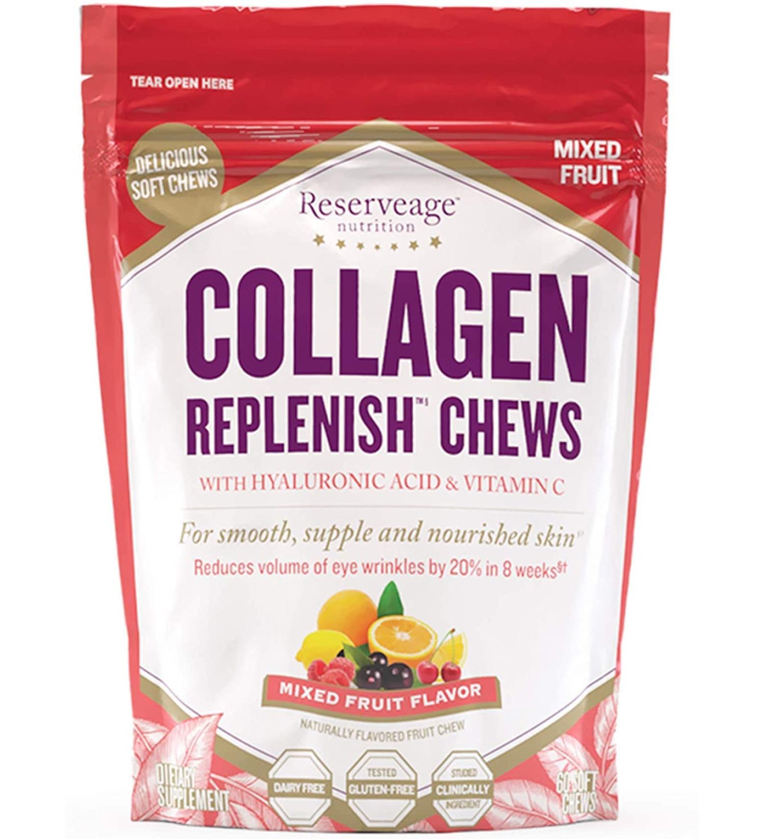 ReserveAge Nutrition Collagen Replenish â€“ Mixed Fruit Flavor Soft Chews (60 Count) for Healthy Skin & Joints - Buy Online on GoSupps.com