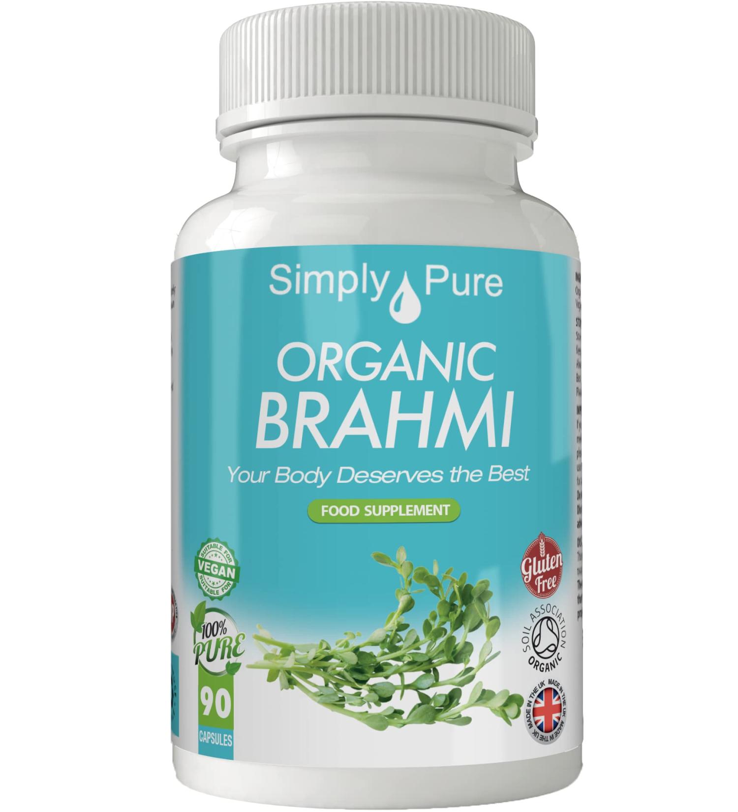 Organic Brahmi Capsules x 90 - 100% Natural, Soil Association Certified, Gluten & GM Free, Vegan - Buy Online on GoSupps.com