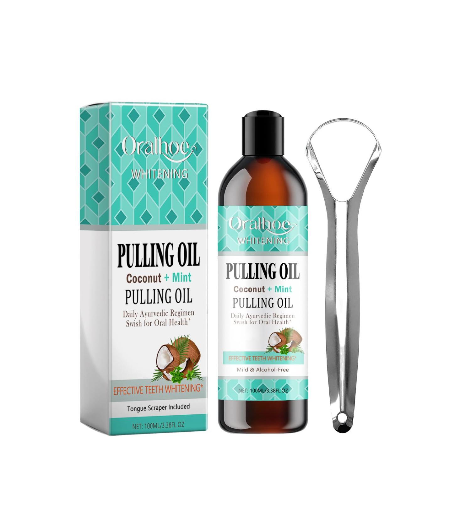 Coconut Mint Mouthwash for Whitening Teeth & Fresh Breath | Gum Care Set + Tongue Scraper | 100 ml - Buy Online on GoSupps.com