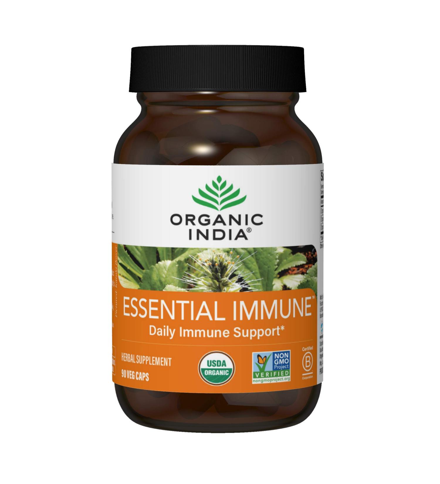 Organic India Essential Immune | Daily Immune Support 90 Veg Caps - Buy Online on GoSupps.com