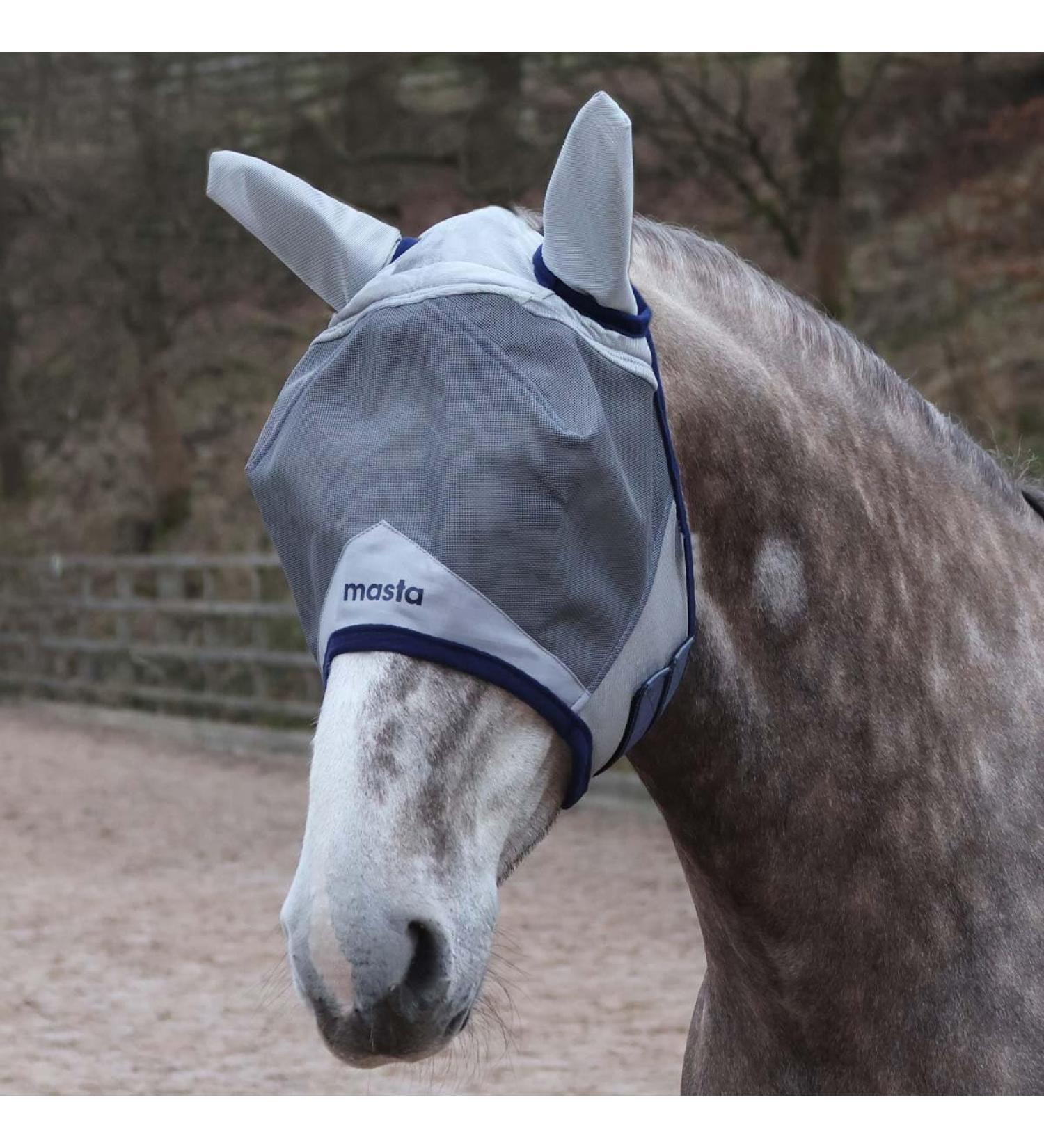 Masta Equine Fly Mask - Enhanced Coverage with Eye Clearance Robust Mesh Midge-Proof Ears UV Shield Adjustable Fit & Soft Fleece Trim for Horse Comfort 70% UV Blocking SMPONY Grey Cob Grey - Buy Online on GoSupps.com