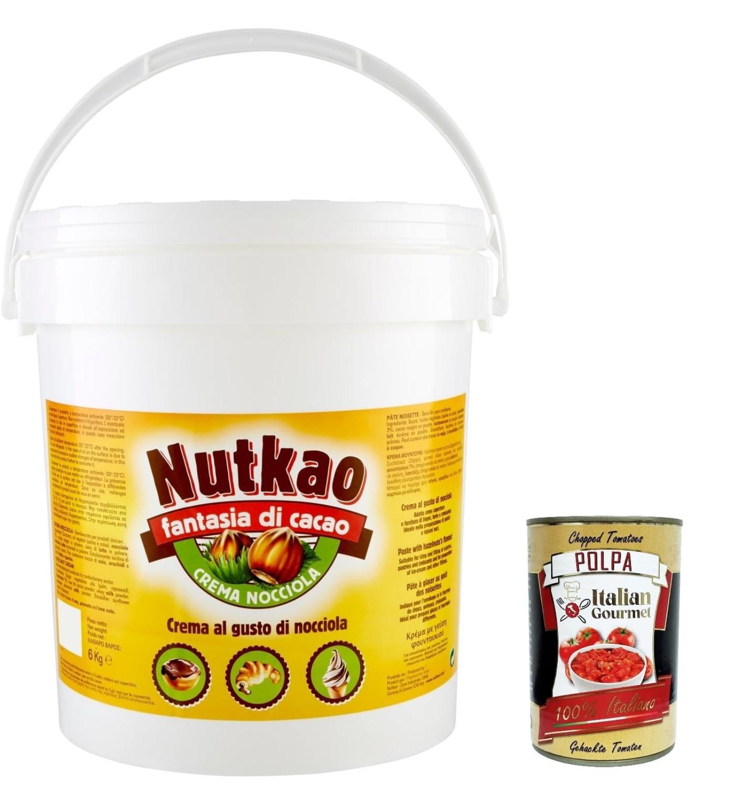  Italian Gourmet E.R. Nutkao Nocciola Cream XXL Nougat Hazelnut Cream Bucket of 6 kg + Gourmet Italian Pulp Pulp 400 g - Buy Online on GoSupps.com