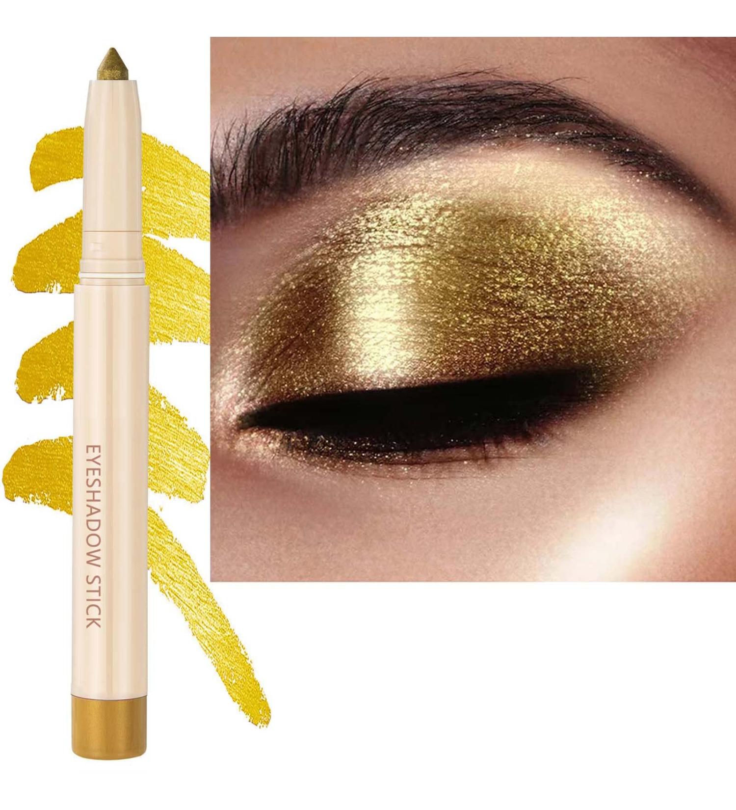 Metiplou Gold Eyeshadow Stick - Creamy Shimmer Glitter Pencil, Waterproof & Long-Lasting for High-Impact Multi-Dimensional Eyes - Hypoallergenic Formula (Gold 12) - Buy Online on GoSupps.com