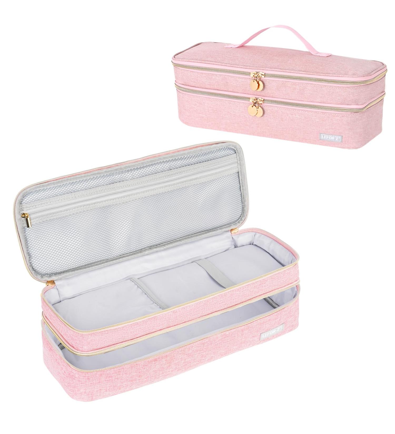 Double-Layer Travel Carrying Case Compatible with Revlon One-Step Hair Dryer Brush/Dyson Airwrap Styler/Volumizer/Hot Tools Portable Storage Organizer Bag For Shark FlexStyle Attachment Pink(Bag Only) - Buy Online on GoSupps.com