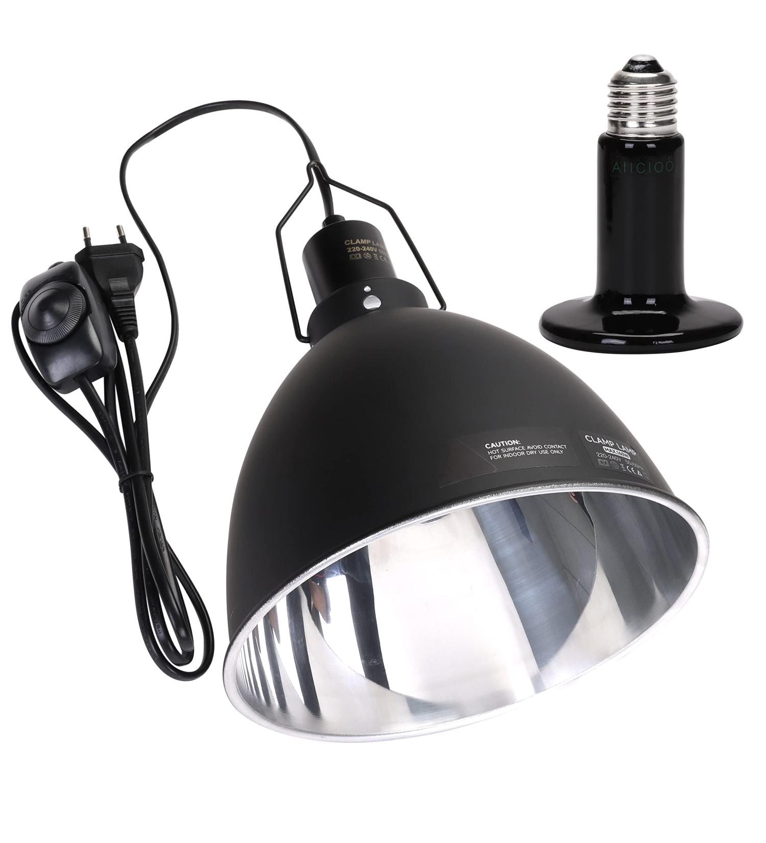 AIICIOO 8.5 Aluminum Reflective Dome for Reptiles - E27 Ceramic Lamp Holder - 150W Heating Lamp for Turtles - Buy Online on GoSupps.com