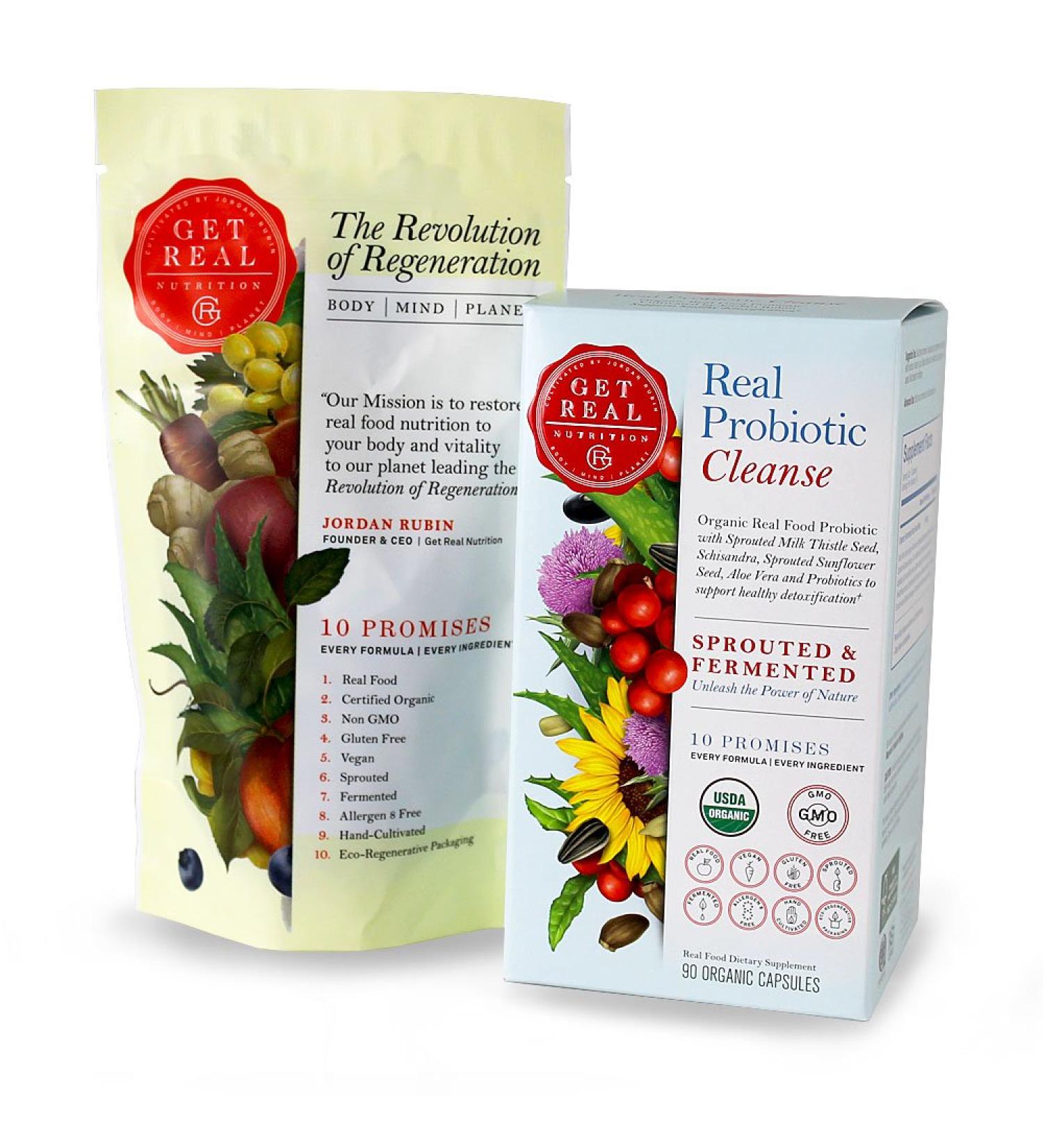 Real Probiotic Cleanse - 90 Organic Capsules for Gut Health - Jordan Rubin Nutrition - Milk Thistle, Schisandra, Sunflower, Aloe Vera - Buy Online on GoSupps.com