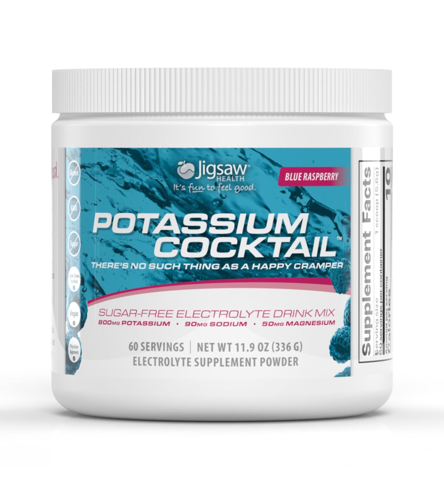 Jigsaw Health Potassium Cocktail | Formerly Pickleball Cocktail | Blue Raspberry Flavor | 60 Servings (Jar) Blue Raspberry 11.11 Ounce (Pack of 1) - Buy Online on GoSupps.com