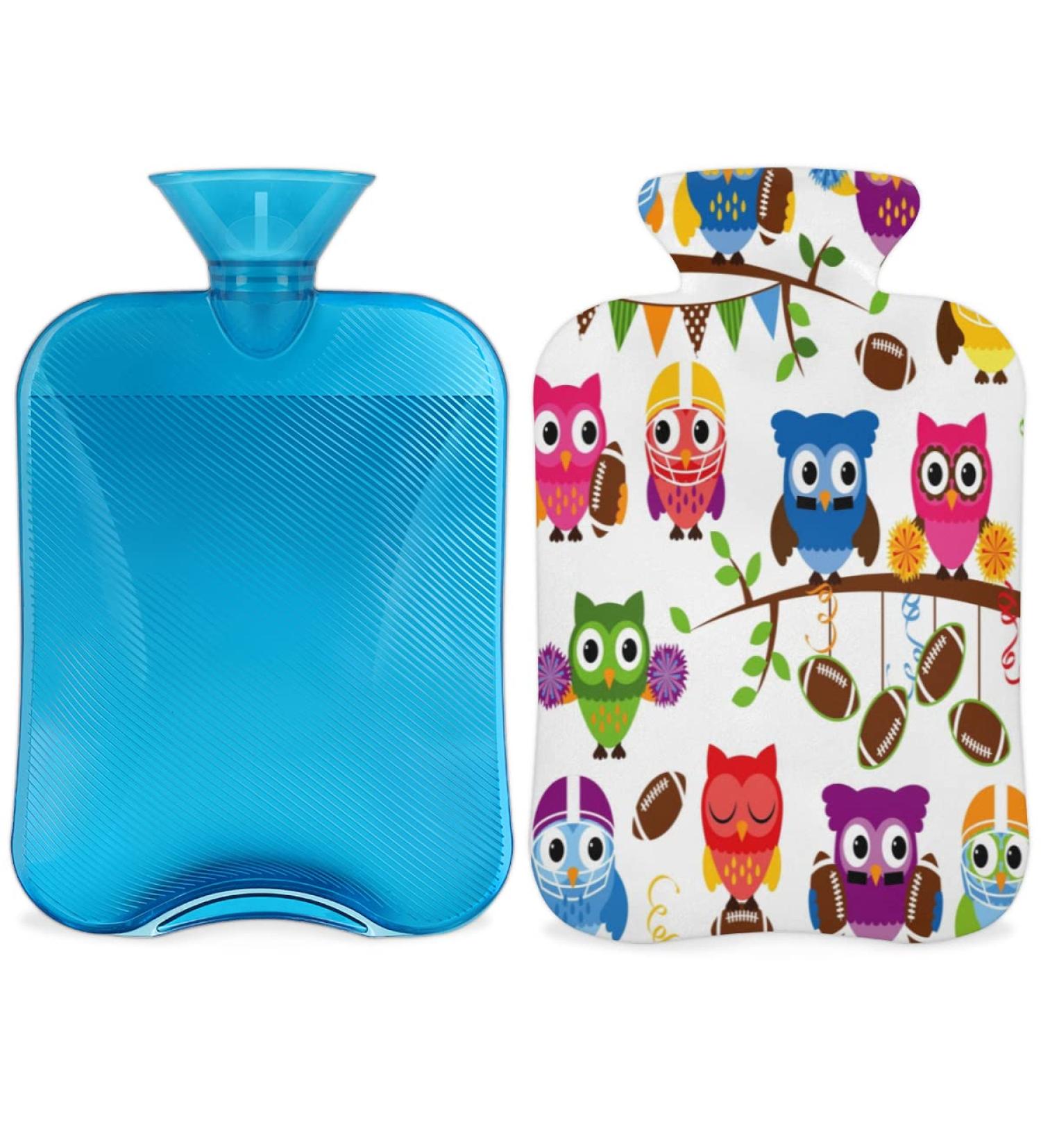 Cute 2L Owl Sports Heat Bottle with Fluffy Cover - Cozy Pain Relief for Back Neck & Shoulders - Buy Online on GoSupps.com