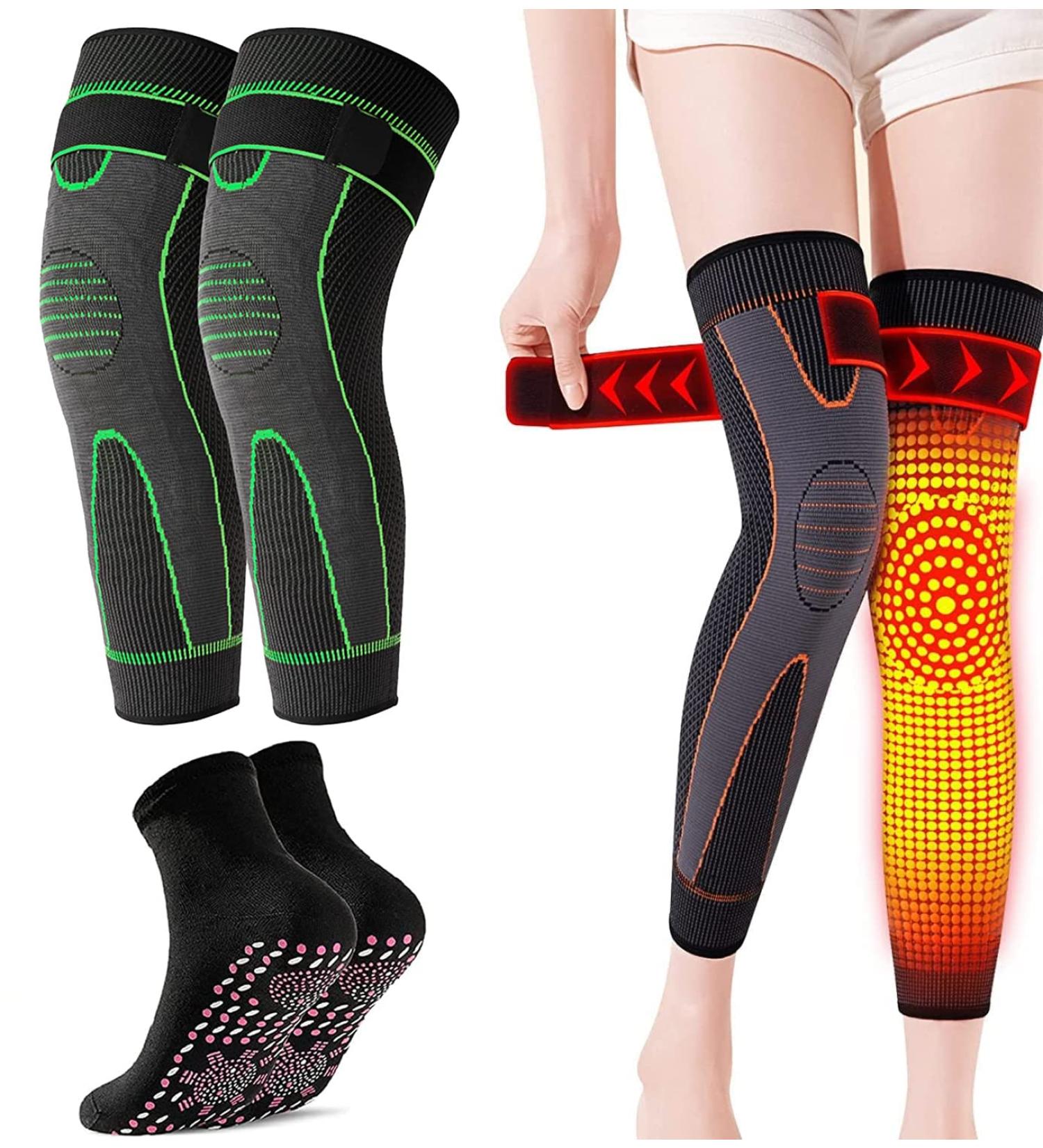 Tourmaline Acupressure Self-Heating Knee Sleeve with Black Socks Set - 2XL - Buy Online on GoSupps.com