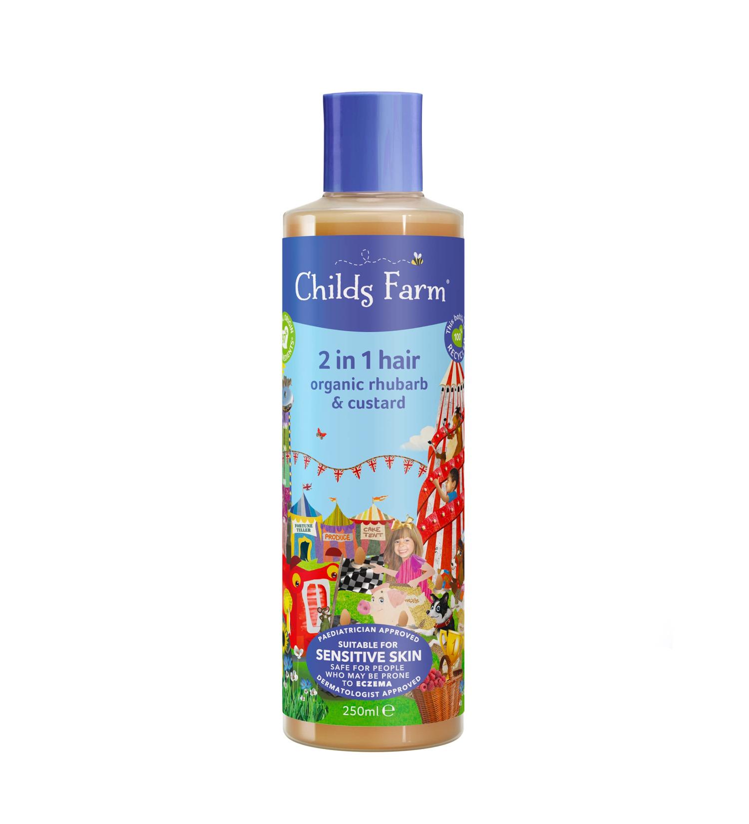  Childs Farm Childs Farm | 2-in-1 Children's Shampoo and Conditioner 250ml | Rhubarb and Custard | Cleanses and conditions | Suitable for dry sensitive eczema-prone skin and scalp - Buy Online on GoSupps.com