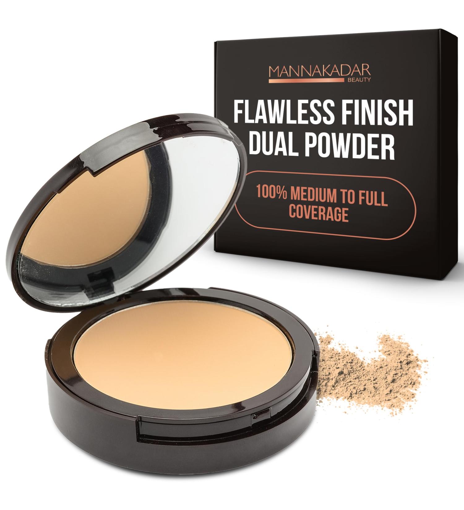 Manna Kadar Beauty Compact Dual Pressed Powder C3 Linen - Medium to Full Coverage Foundation & Setting Powder for Medium Skin Tone - Long-Lasting Matte Finish - Buy Online on GoSupps.com