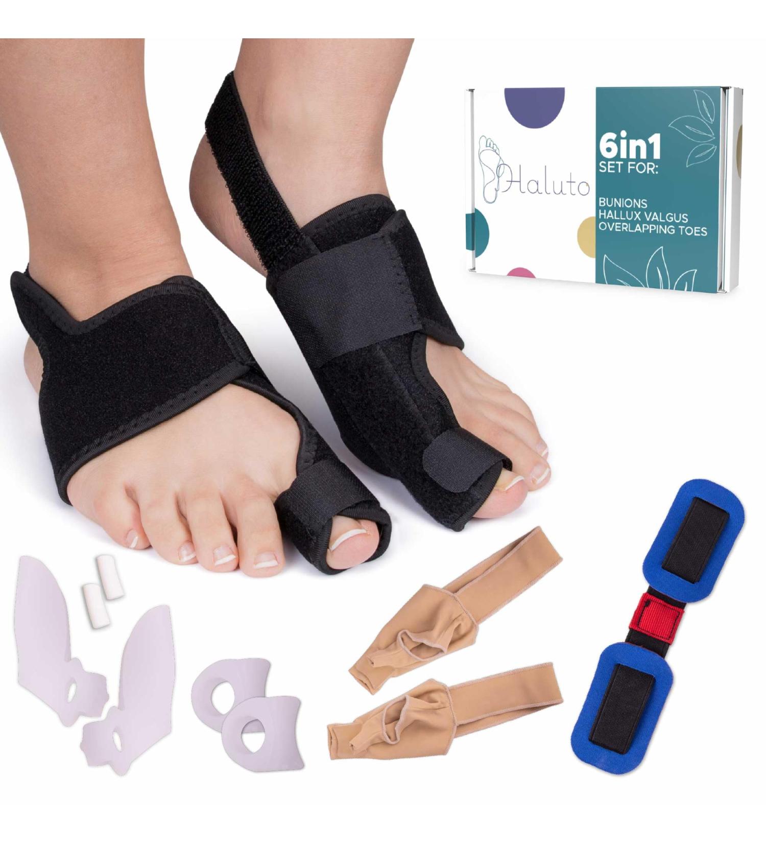 HALUTO 6-in-1 Hallux Valgus Correction Set | Bunion Splint Toe Separator & Socks for Effective Relief - Buy Online on GoSupps.com