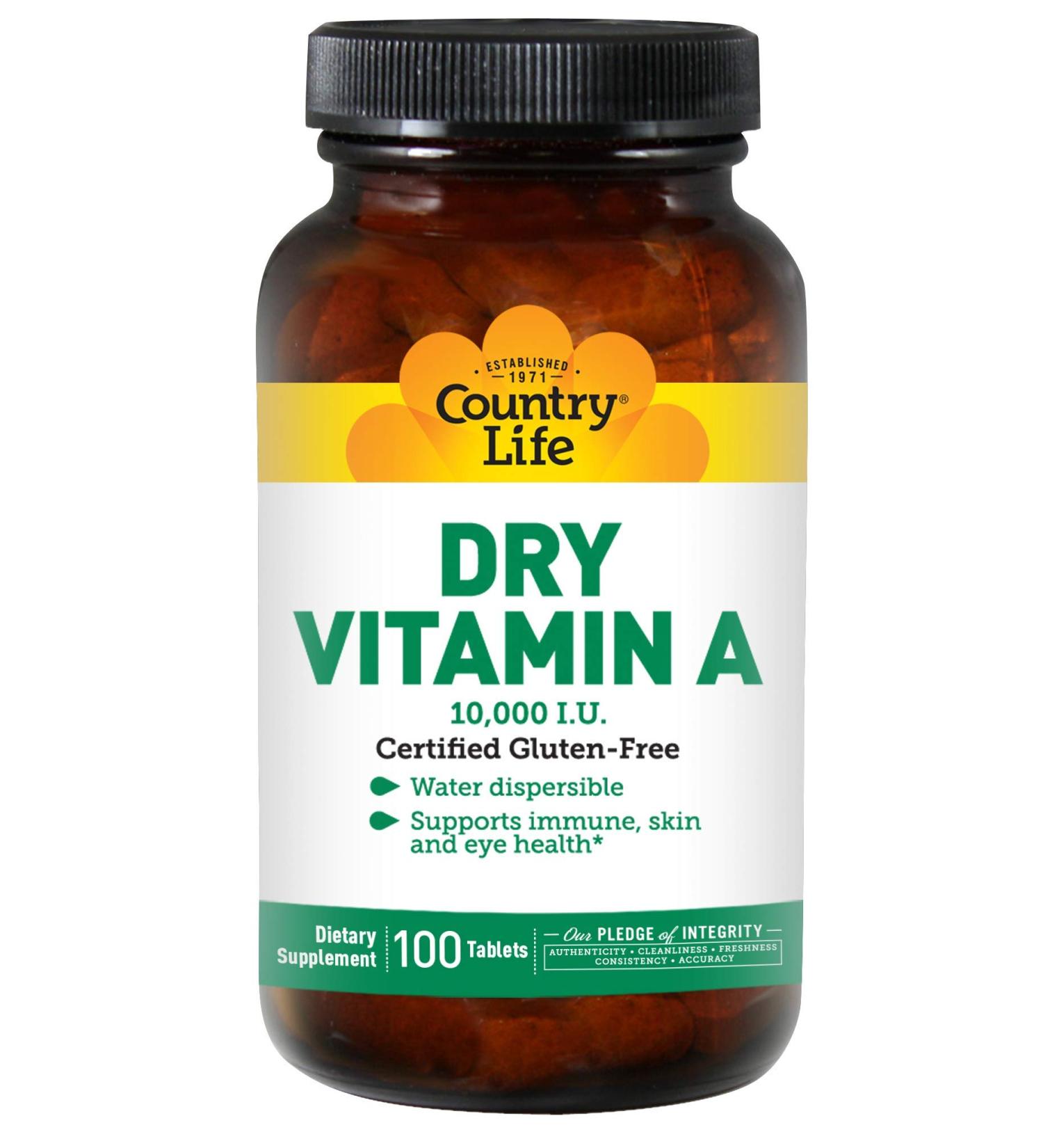Country Life Dry Vitamin A 3000 mcg 100 Tablets