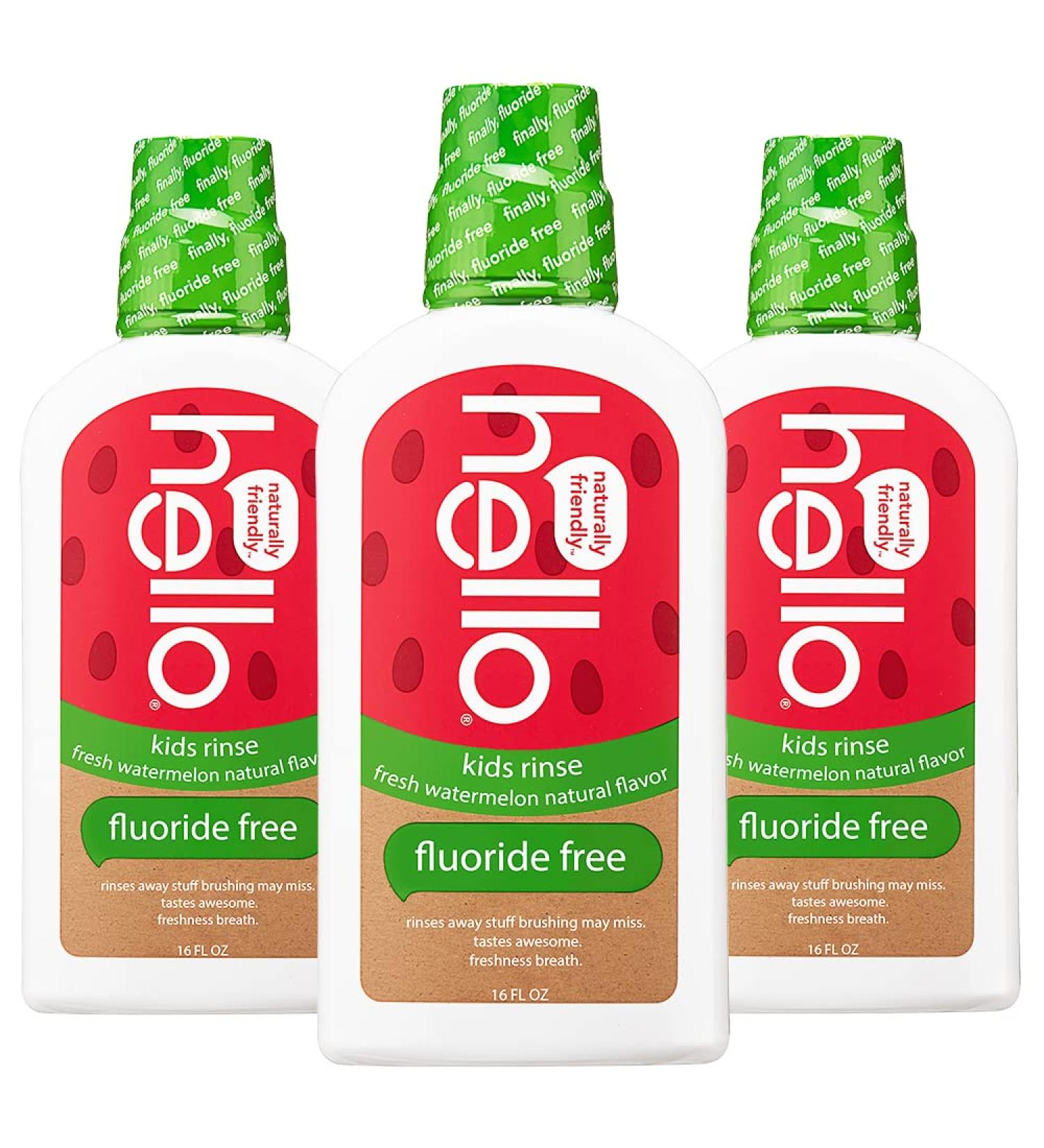 Natural Watermelon Kids Fluoride-Free Mouthwash, Alcohol-Free, Vegan, SLS-Free - 16 oz (Pack of 3) - Buy Online on GoSupps.com