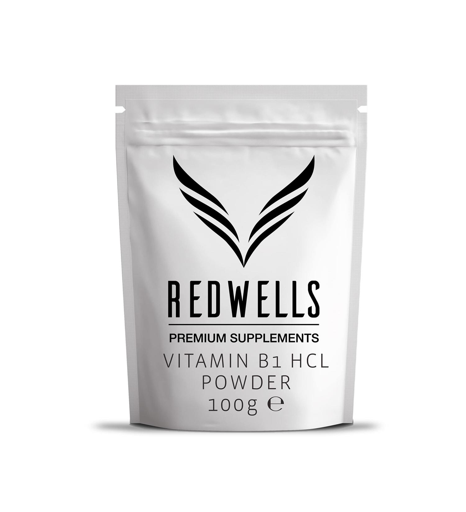 Vitamin B1 Powder Thiamine Hcl | REDWELLS | GMO-Free Vegan Formula | 100g Pack - Buy Online on GoSupps.com