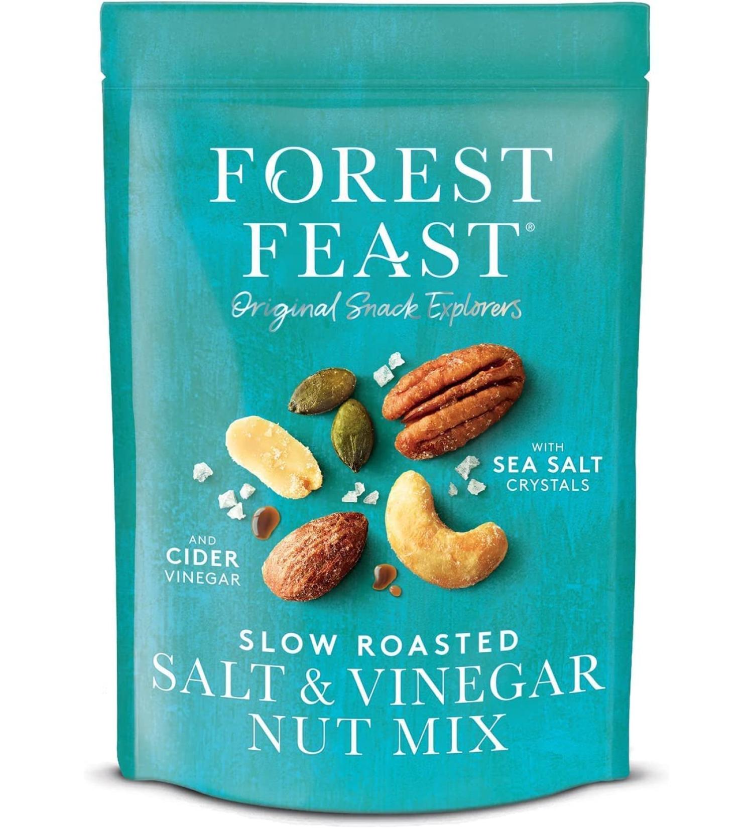 FOREST FEAST Slow Roasted Salt & Vinegar Nut Mix 1kg | Sea Salt & Cider Vinegar Roasted Nut Mix with Cashews Almonds Peanuts Pecans & Pumpkin Seeds | Vegan Snack - Buy Online on GoSupps.com