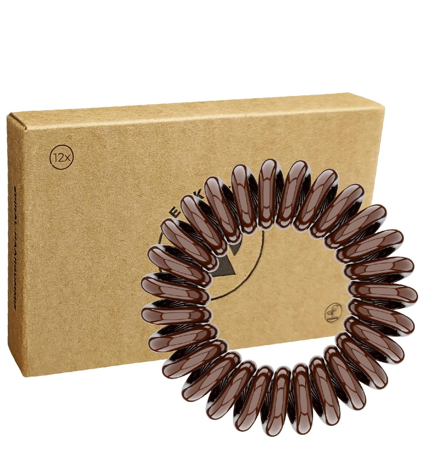 Resthetic High-Quality Brown Spiral Hair Ties | Sustainable & Environmentally Friendly | Perfect for Girls & Women | 12-Pack (12 x 3.5 cm) - Buy Online on GoSupps.com