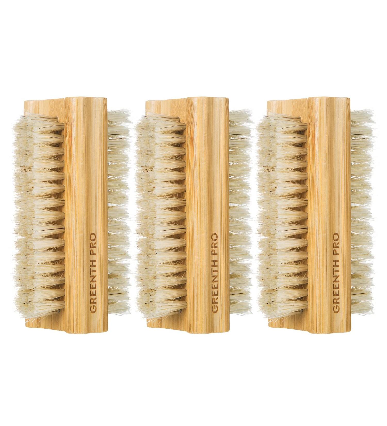 GREENTH PRO 100% Boar Bristle Nail Brush Set - 3PCS Wooden Nail Scrub Brush for Toes and Nails Cleaning - Buy Online on GoSupps.com