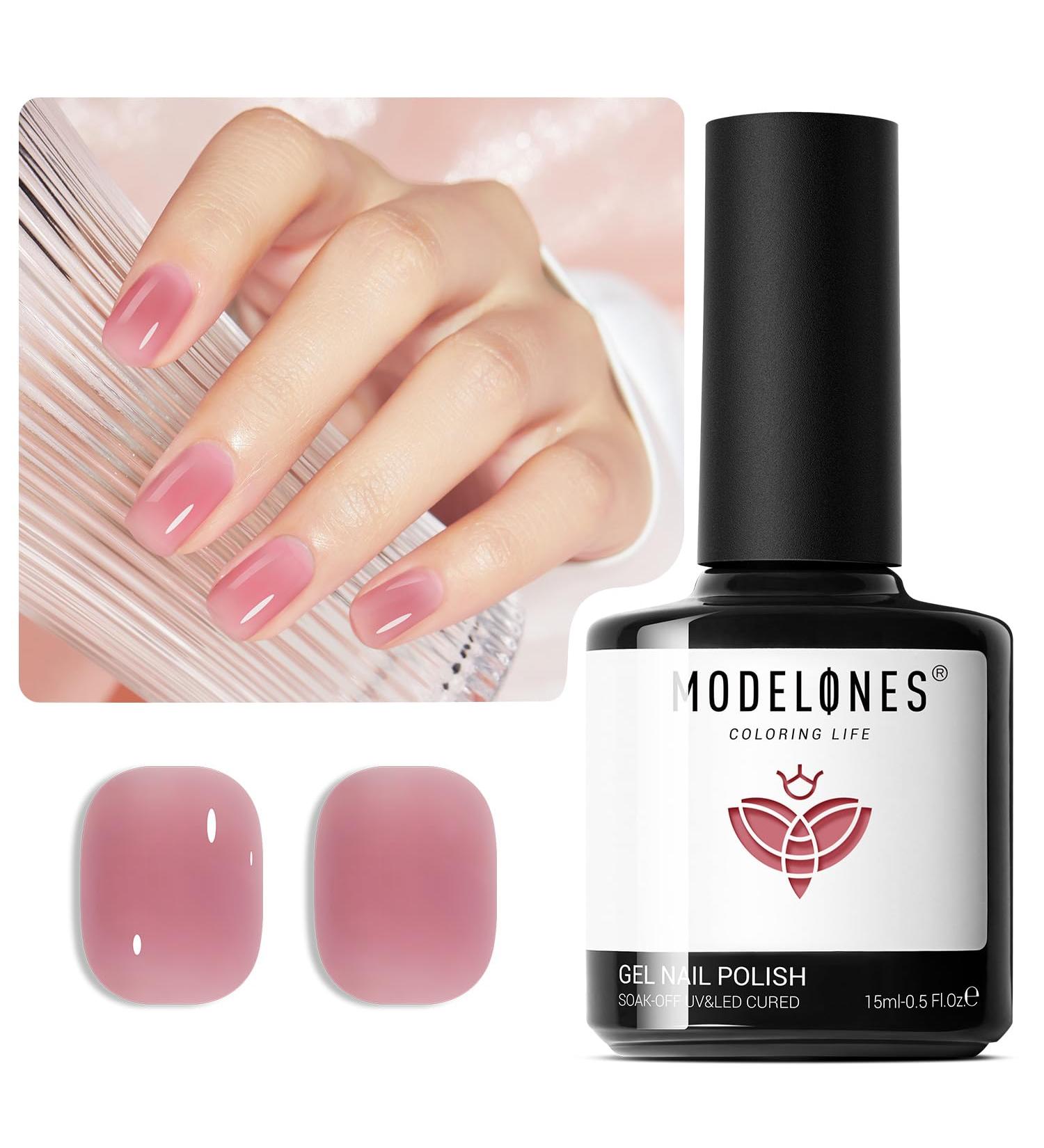 Modelones Nude Pink Gel Nail Polish 1 Pcs 15ml Transparent Jelly Nude Sheer Pink Gel Polish Soak Off Gel LED Salon DIY at Home Nail Manicure Gift for Women Girls Jelly Pink - Buy Online on GoSupps.com