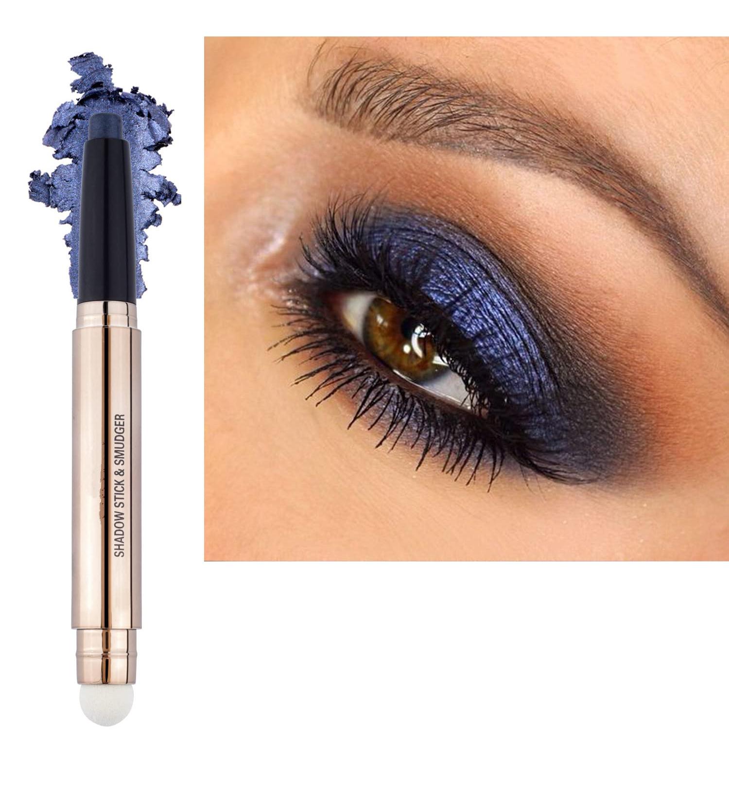 Buy Midnight Blue Shimmer Eyeshadow Stick & Sponge Brush - Long Lasting Waterproof Eye Makeup for Multi-Dimensional Looks - Buy Online on GoSupps.com