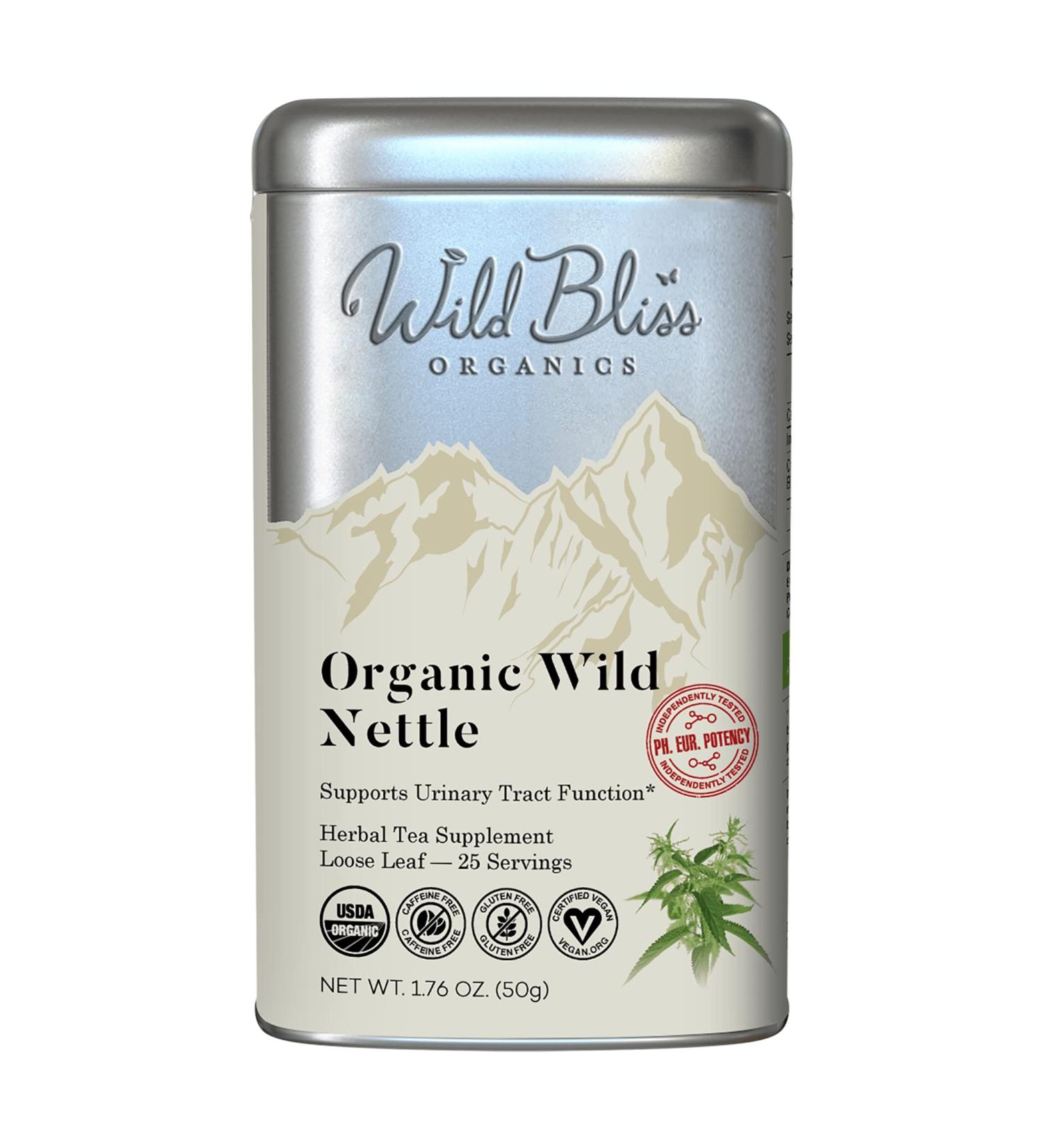 Organic Wild Stinging Nettle Leaf Tea - Caffeine-Free Herbal Supplement - 1.76 Oz Loose Leaf - 25 Servings - Buy Online on GoSupps.com