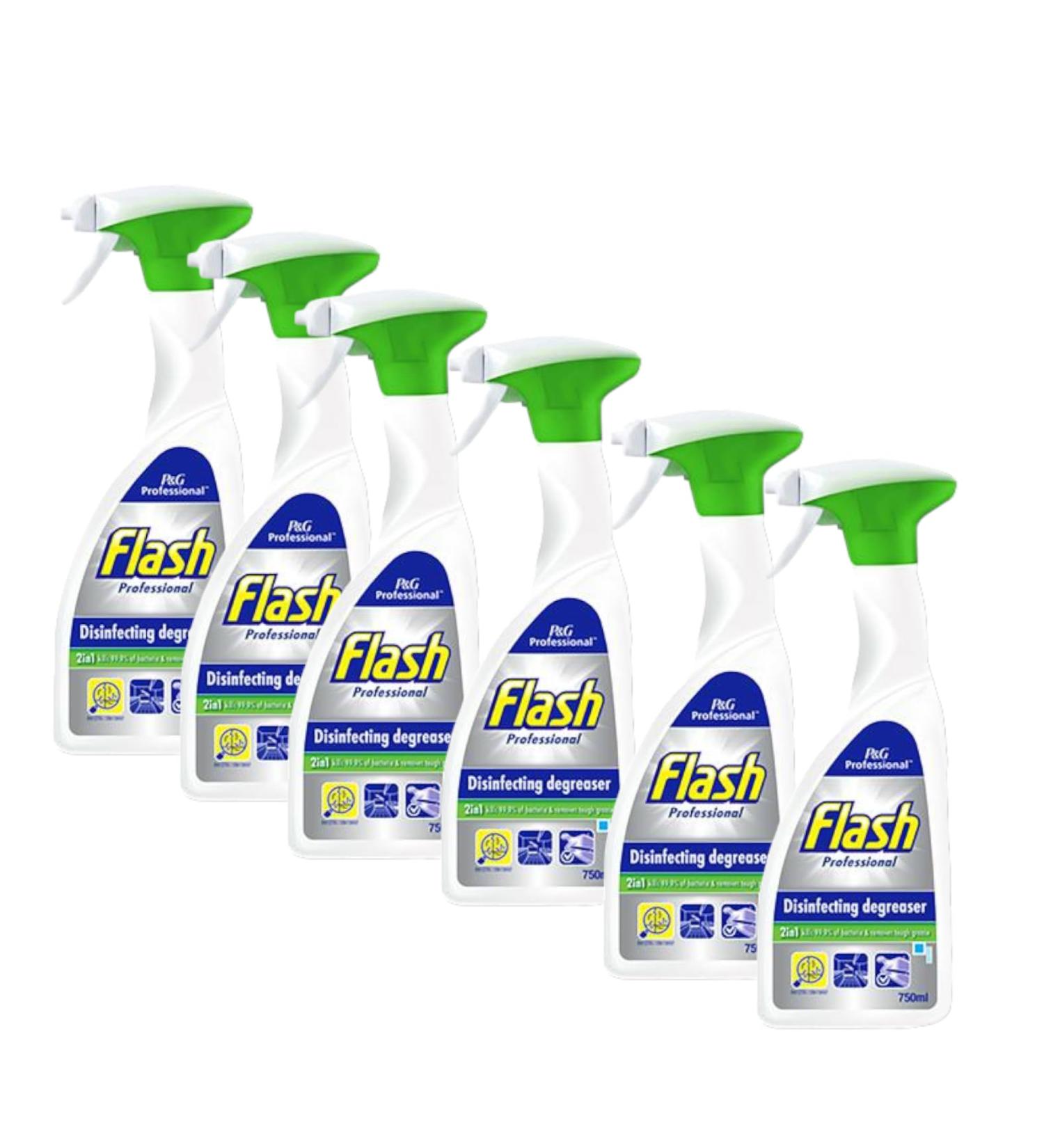 (6 x 750ml) Flash Professional Disinfecting Degreaser Spray 750ml