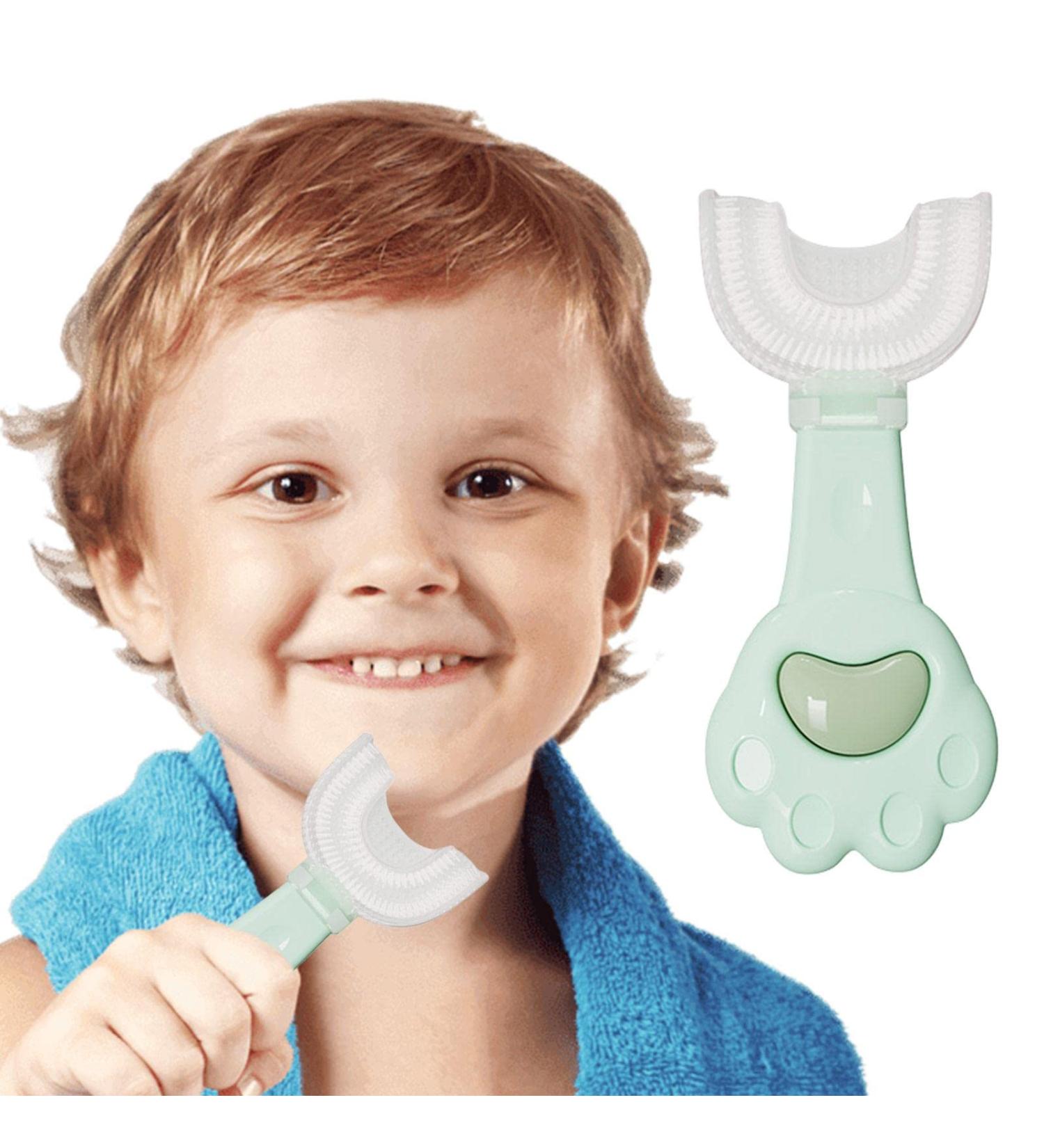 All Rounded U Shape Toothbrush | Manual U Shaped Toothbrush - Cute Cartoon Whitening Toothbrush Teeth Cleaning Design for Kids Ages 2-6 Ssxx Green 1 count (Pack of 1) - Buy Online on GoSupps.com