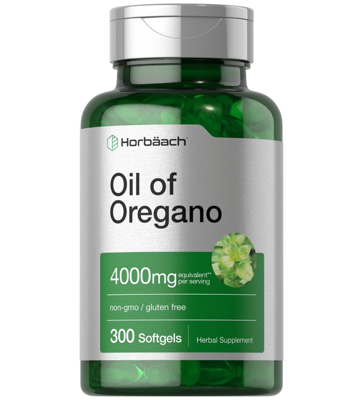 Horb ach Oregano Oil | 4000mg | 300 Softgel Capsules | Naturally Occurring Carvacrol Pills | Non-GMO and Gluten Free Extract Supplement - Buy Online on GoSupps.com