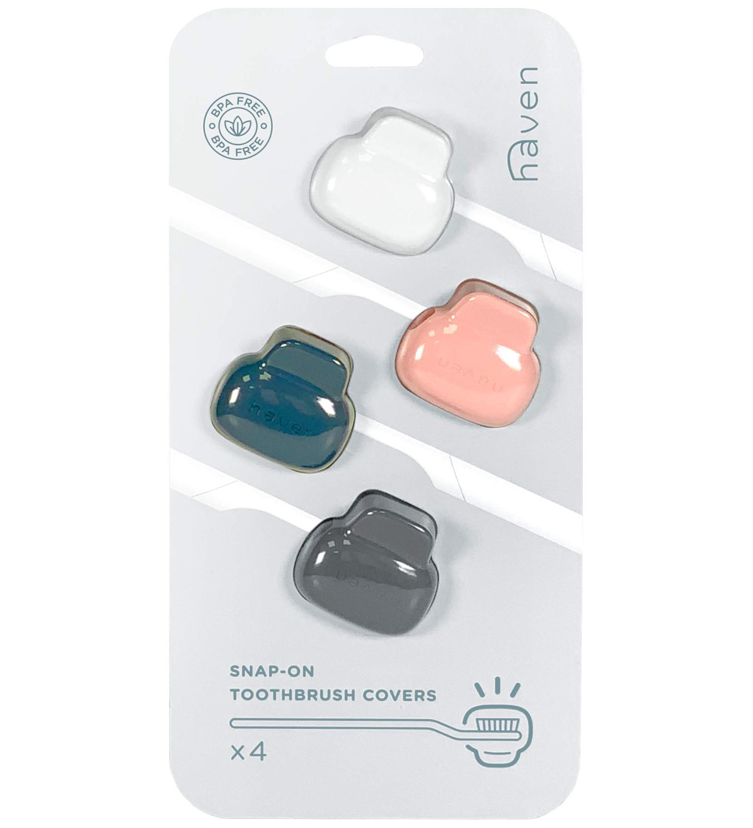 Haven Toothbrush Cover Set - 4 Pack Toothbrush Protectors for Electronic and Manual Toothbrushes - Travel Case Holder in White, Gray, Coral, Teal - Buy Online on GoSupps.com