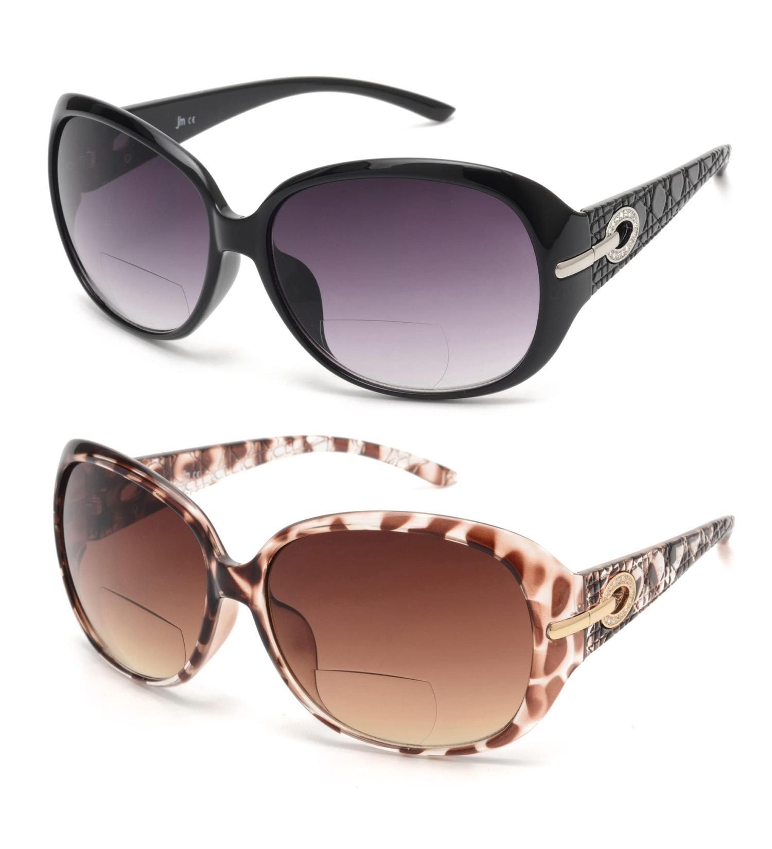 JM Classic Bifocal Reading Sunglasses for Women - Vintage Outdoor UV Protection Glasses in Black & Tortoise - 1.0x Magnification - Buy Online on GoSupps.com