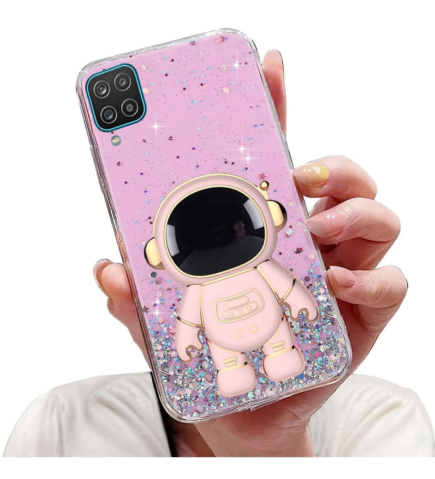 Buy Tivenfezk Nadoli Astronaut Hidden Stand Cap for Samsung Galaxy A22 4G - Glitter Soft Silicone Bling Protective Cover in Pink - Buy Online on GoSupps.com