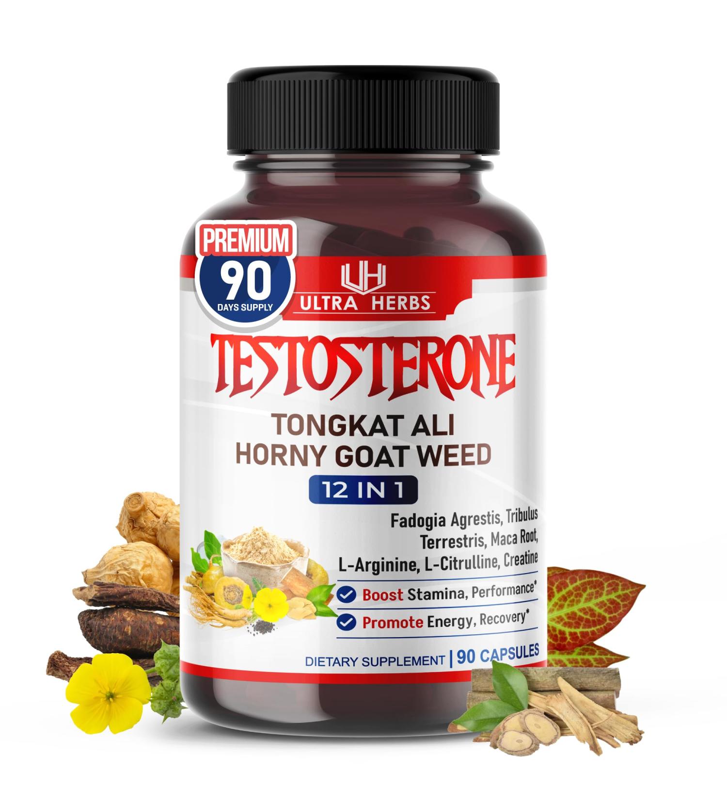 Ultra Test Capsule 12 in 1 Complex with L-Arginine, Fadogia Agrestis, Tribulus Terrestris, Maca Root, Beetroot, L-Citrulline, Creatine (90-Day Supply) - Buy Online on GoSupps.com