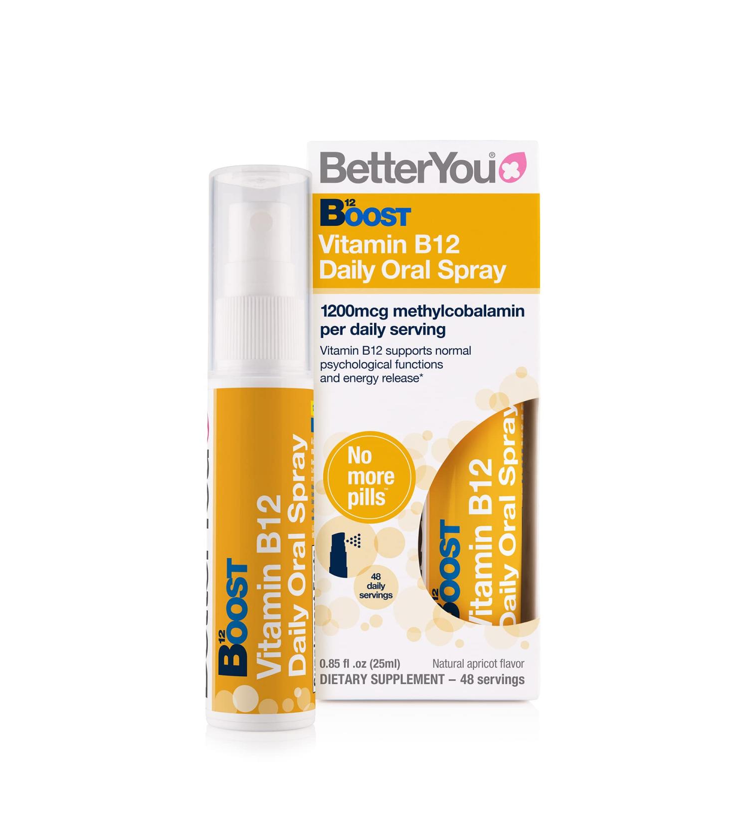 BetterYou Boost B12 Oral Spray - Natural Apricot Flavor - 48 Daily Doses - Buy Online on GoSupps.com