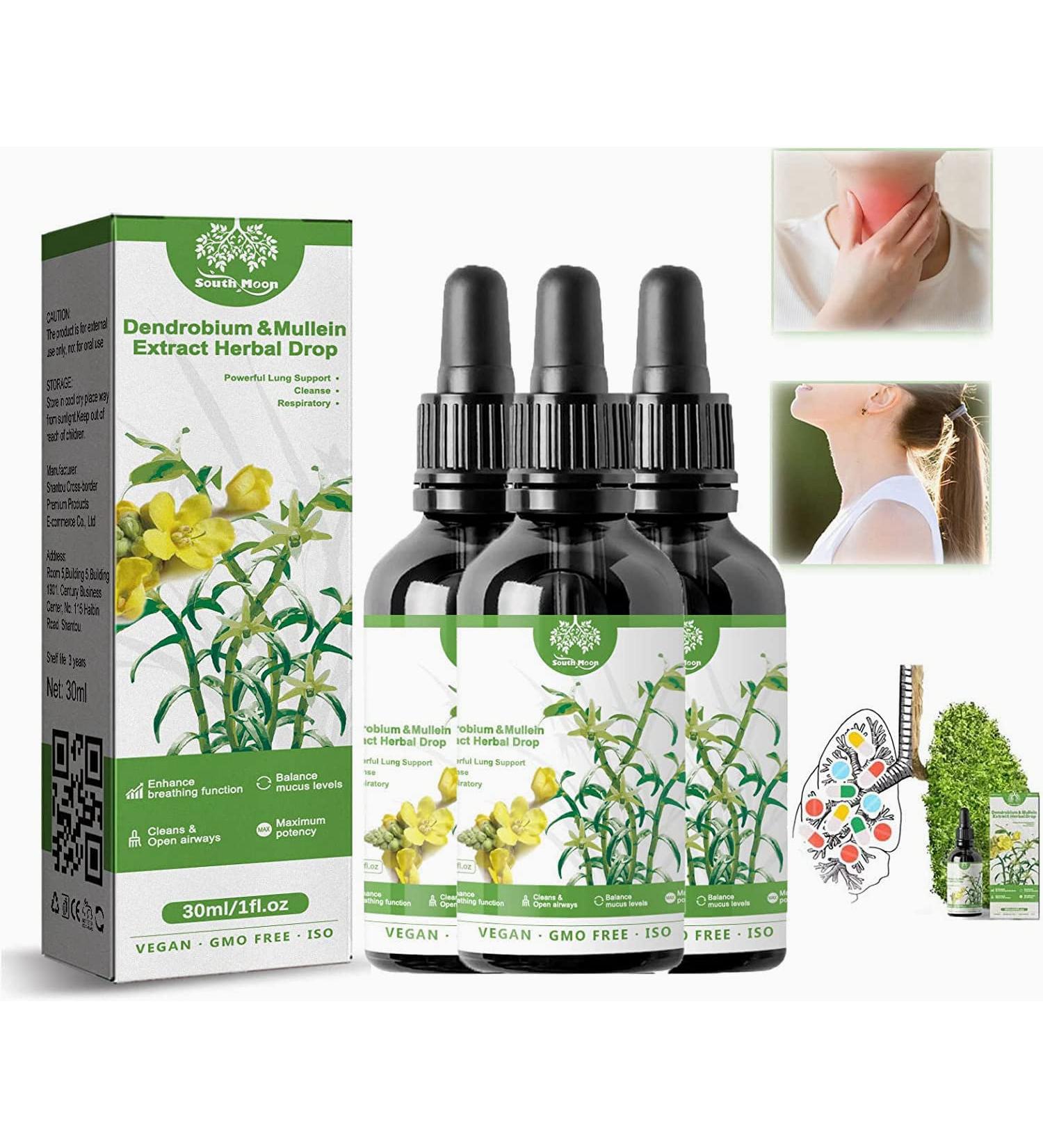 Clearbreath Organic Dendrobium & Mullein Extract - Herbal Respiratory Relief - Mullein Leaf Tincture Drops for Lungs - 3PC Set - Buy Online on GoSupps.com