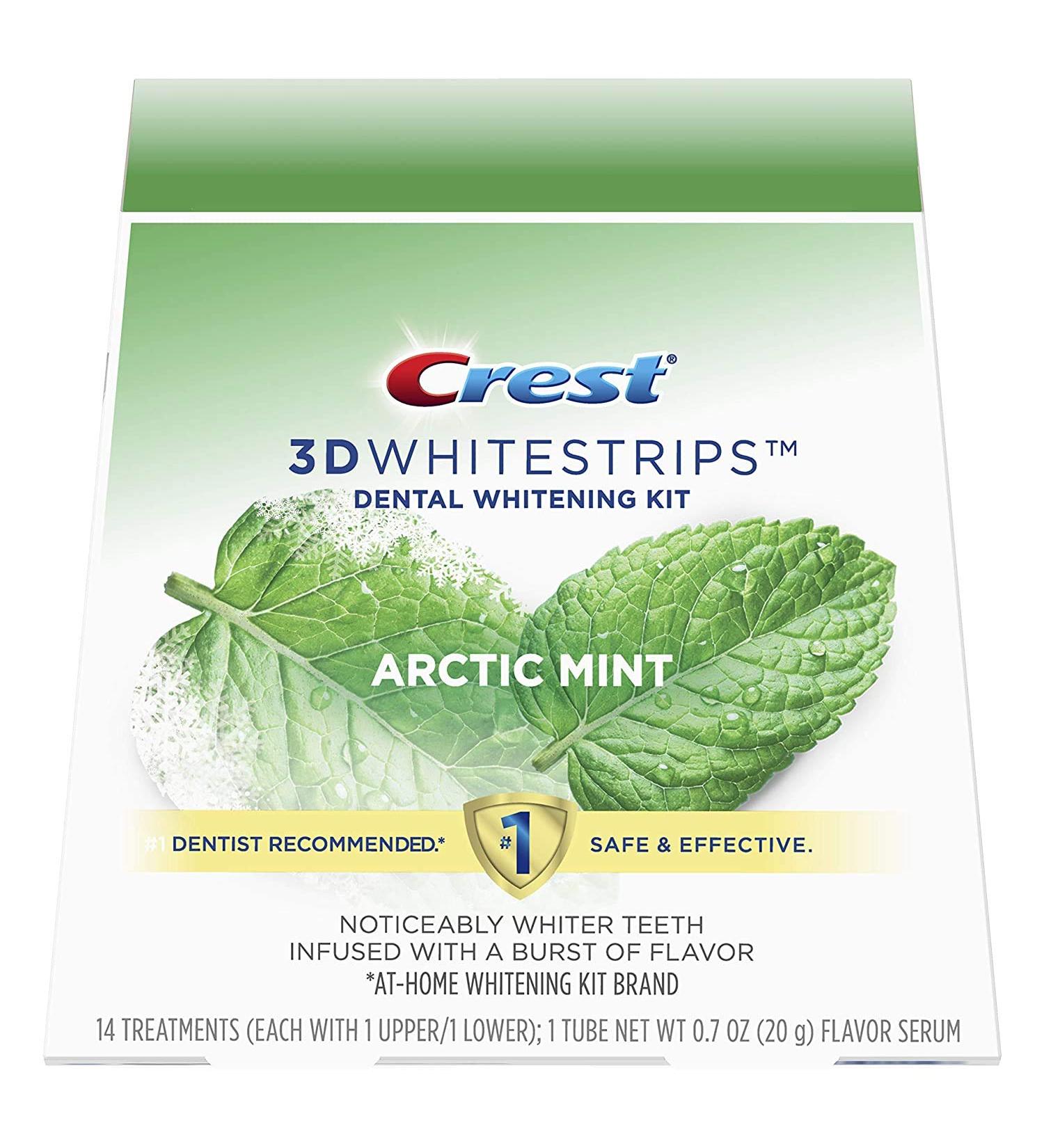 Crest 3D Whitestrips Arctic Mint Teeth Whitening Strip Kit with Tube of Flavor Serum 28 Strips (14 Count Pack) - Buy Online on GoSupps.com