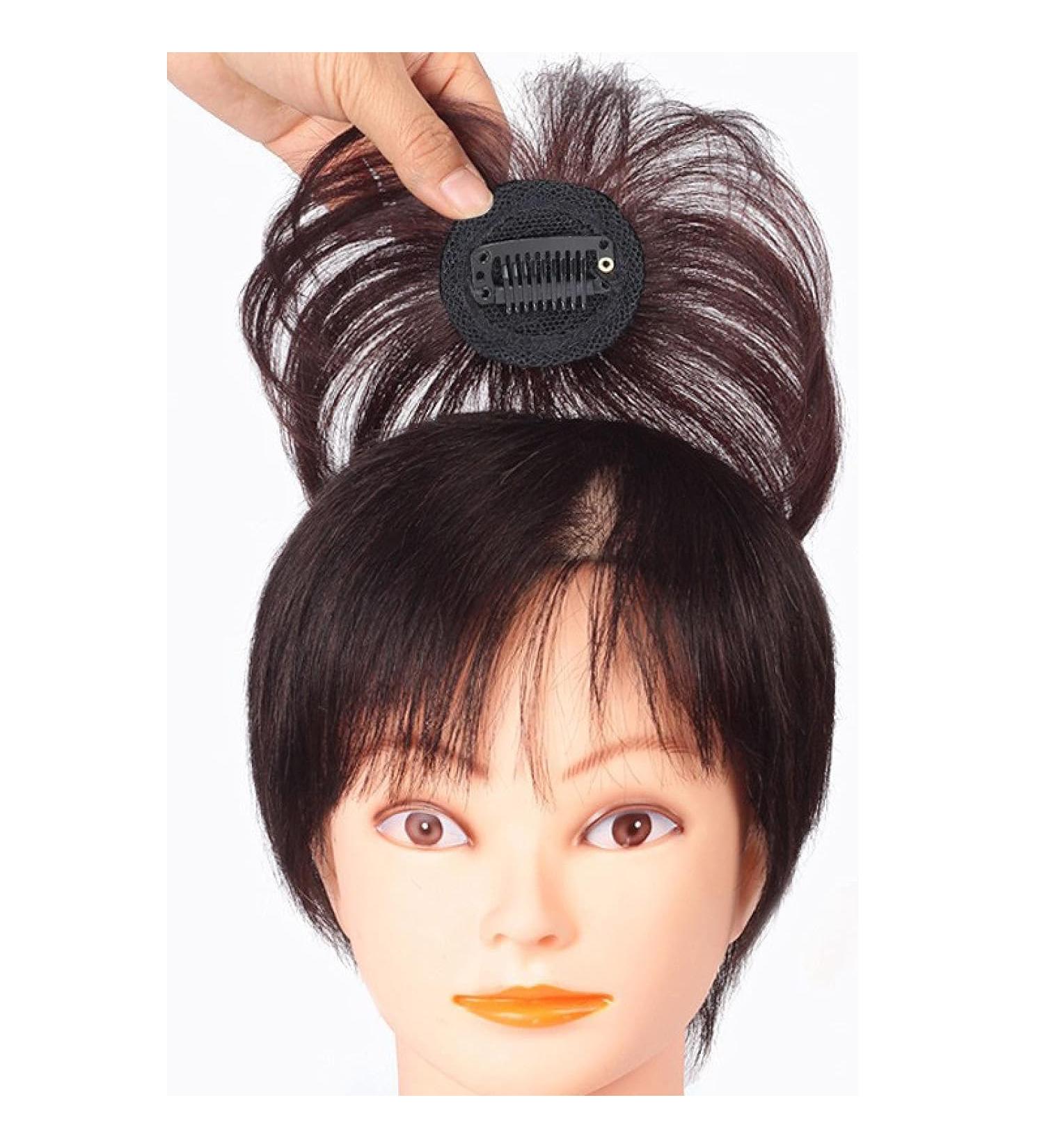 99 Mini Toupee Top Piece Closure Clip in Real Human Hair Crown Topper Silk Straight Hair Light Bang Extensions Handing Needle Thinning Hair 10 cm/905 - Buy Online on GoSupps.com