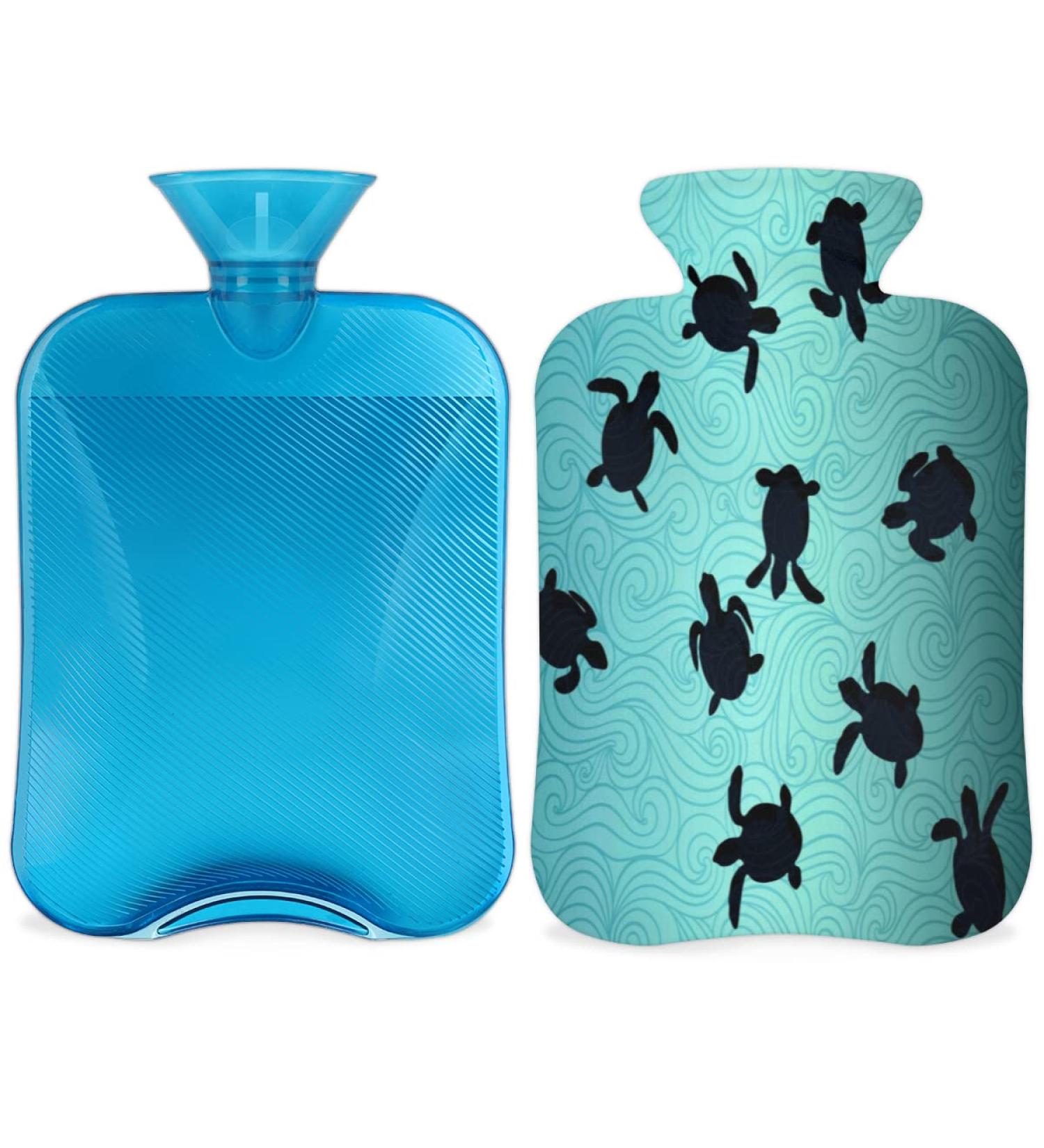Sea Turtle Warm Bottle with Fluffy Cover - 2L Cute & Cozy Pain Relief for Back Neck & Shoulders - Buy Online on GoSupps.com