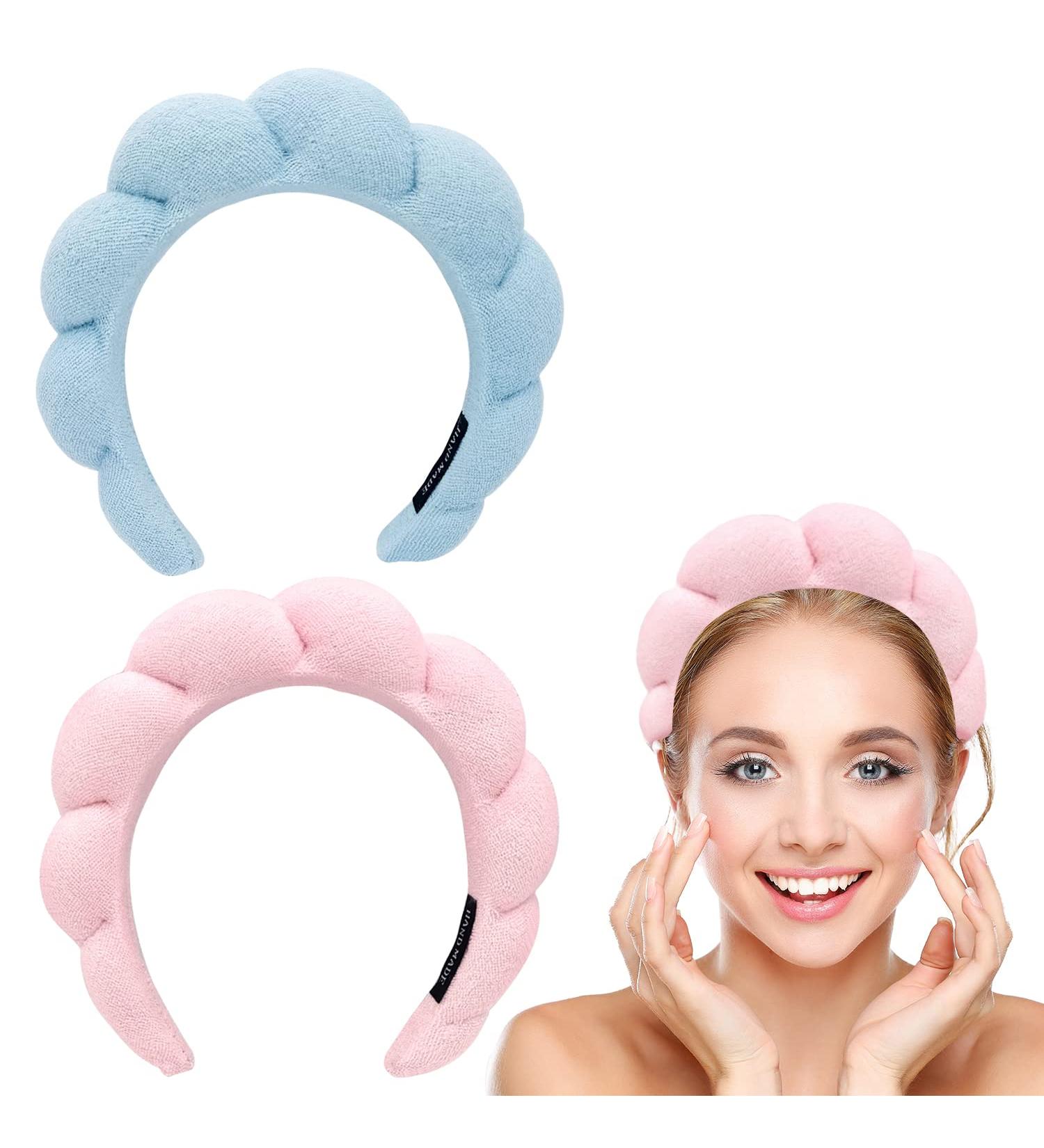 2Pack Women's Spa Headband for Skincare & Makeup - Pink+Blue - Buy Online on GoSupps.com